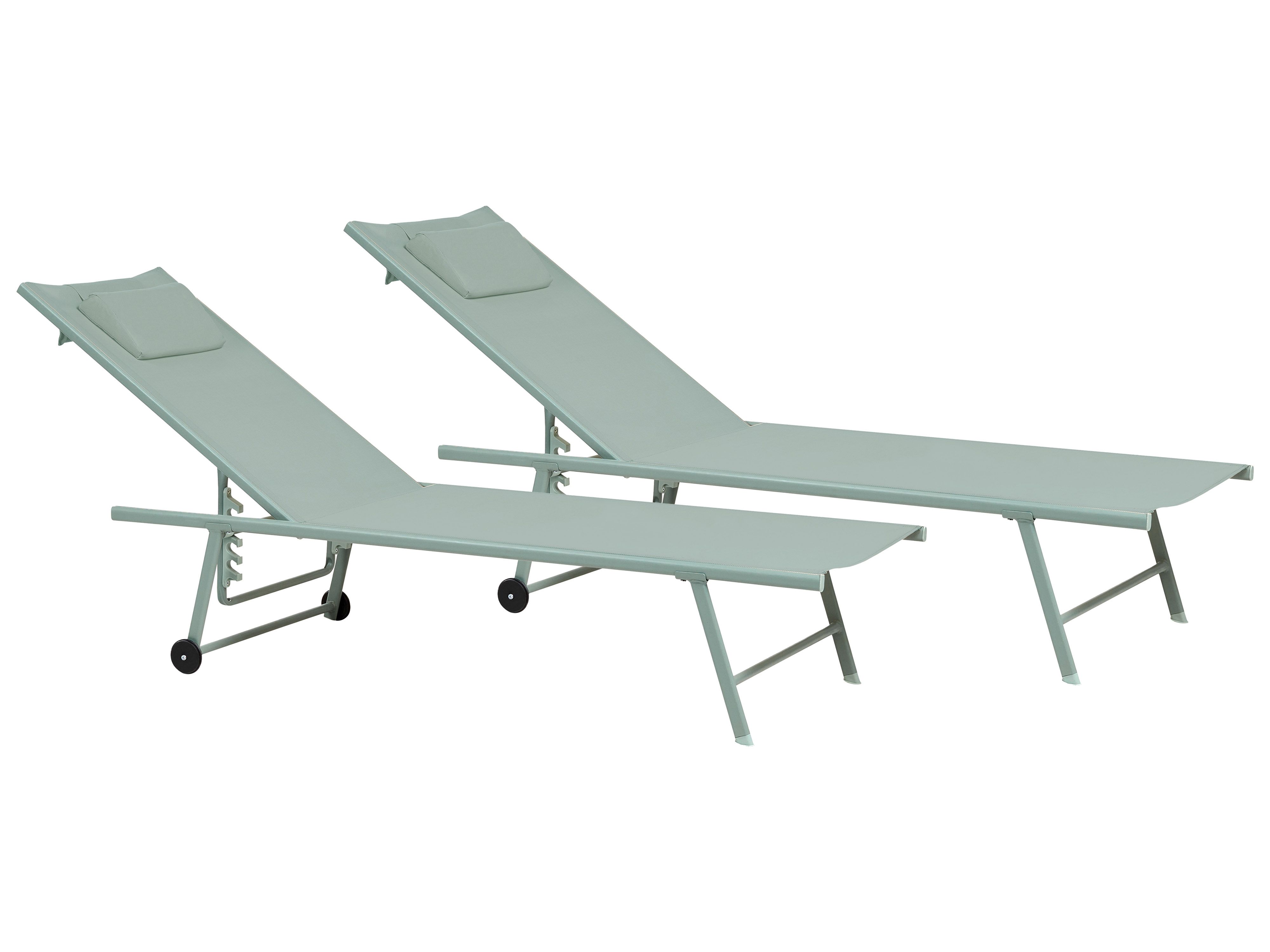 Set of 2 Sun Loungers SORONI Metal Light Green