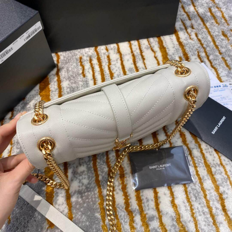 Replica Saint Laurent Grain Leather Envelope Medium Bag 487206 White1:1High-quality replica