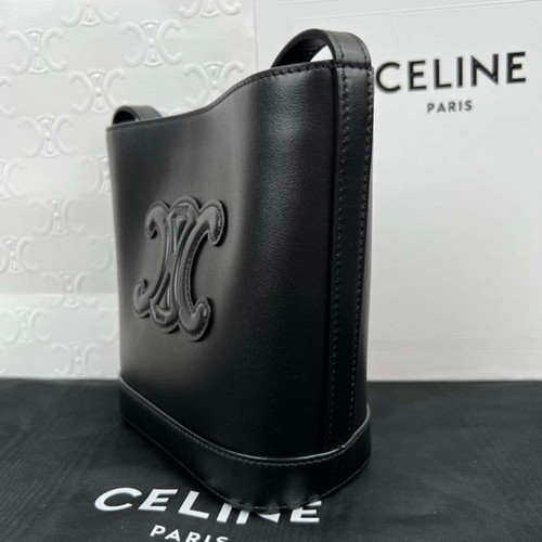 Celine CUIR TRIOMPHE Mini smooth cowhide bucket bag black