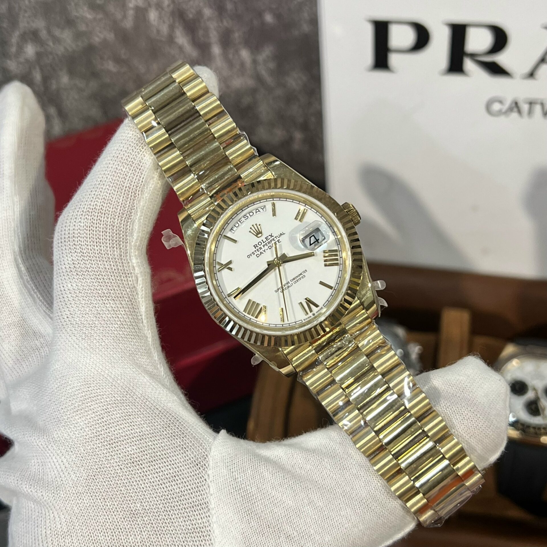 Rolex Replica 1:1 Watch Day-Date 228238 White Dial Factory GM V2 40mm - Elite Watch Atelier