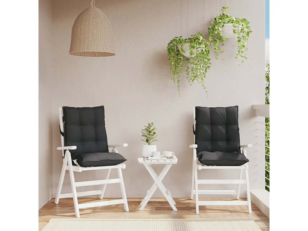 Coussins de chaise à dossier bas lot de 2 noir tissu oxford