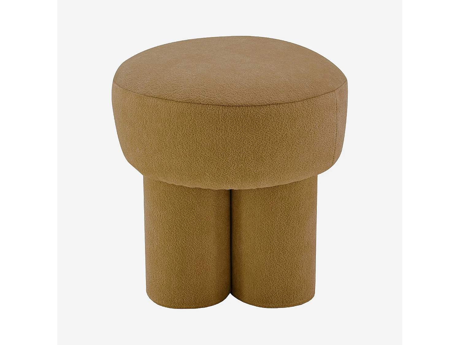 Petit pouf en tissu velours texturé - Ocre