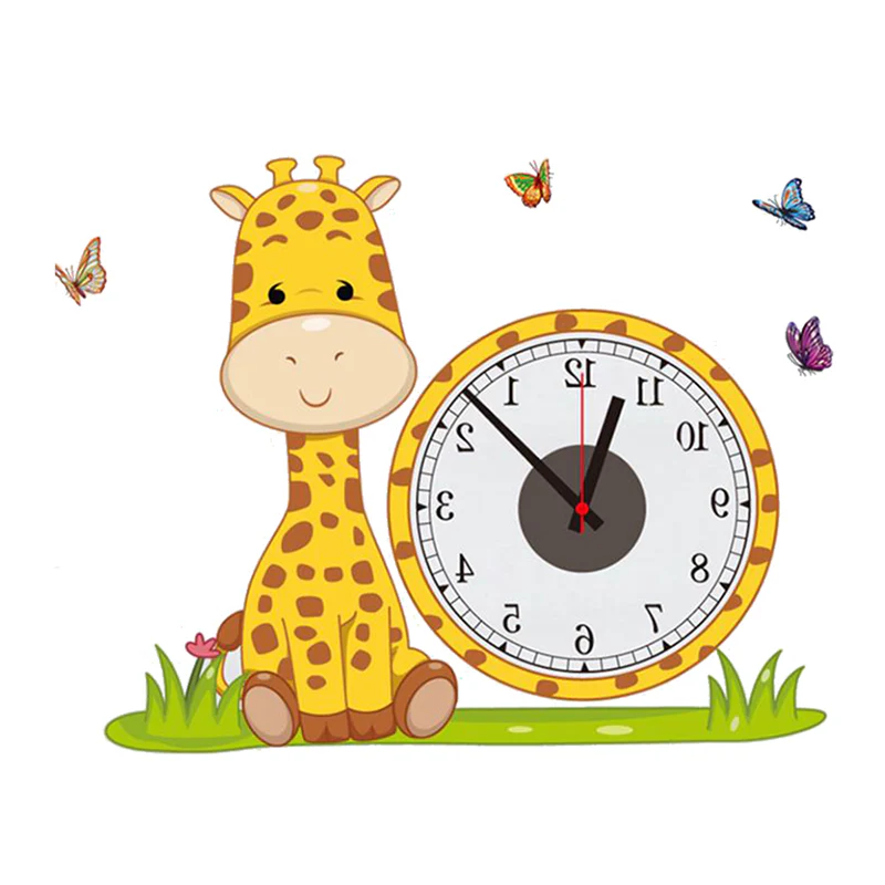 Cute Giraffe Wall Sticker Clock