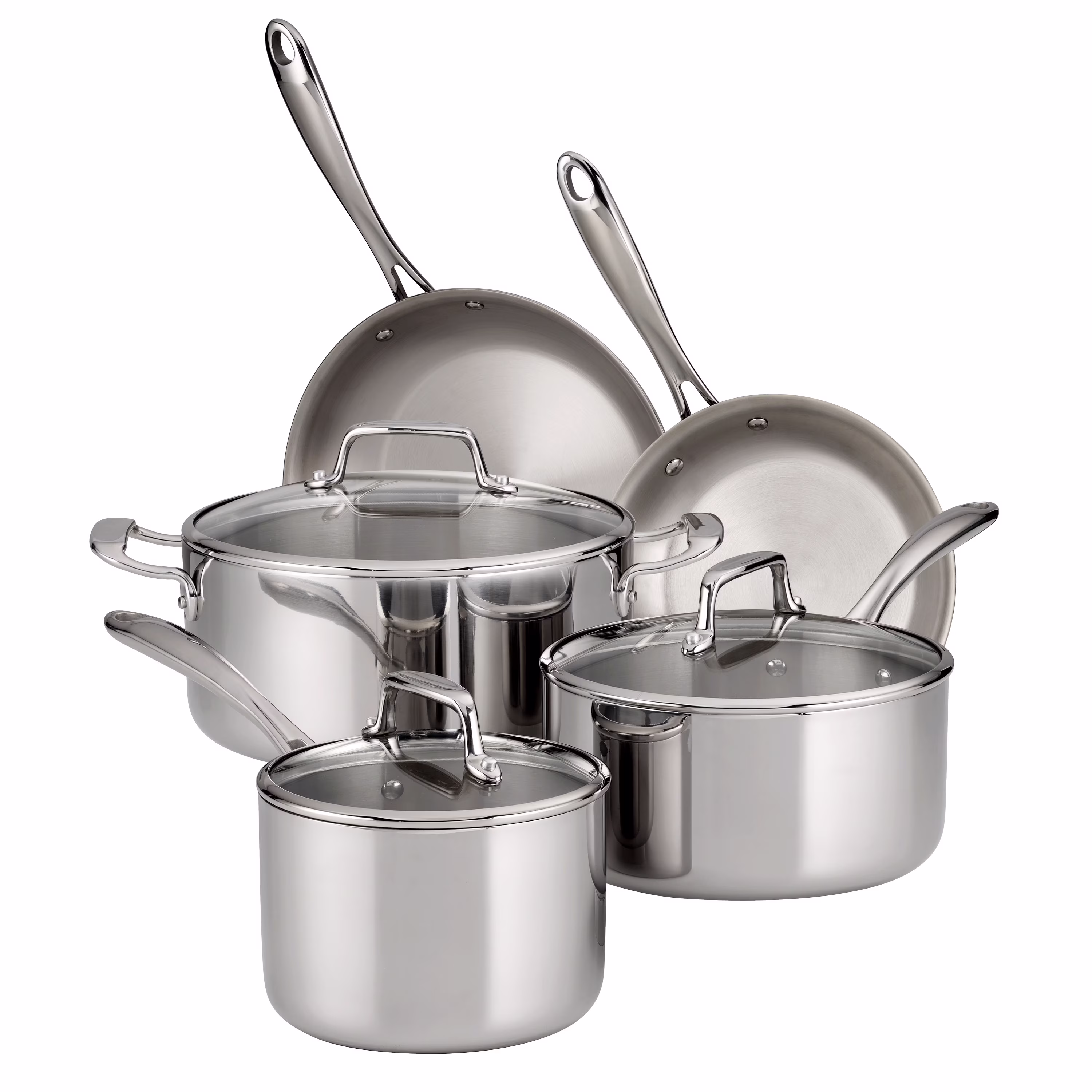 Tramontina 14-Piece Tri-Ply Clad Stainless Steel Cookware Set, with Glass Lids - Image 5