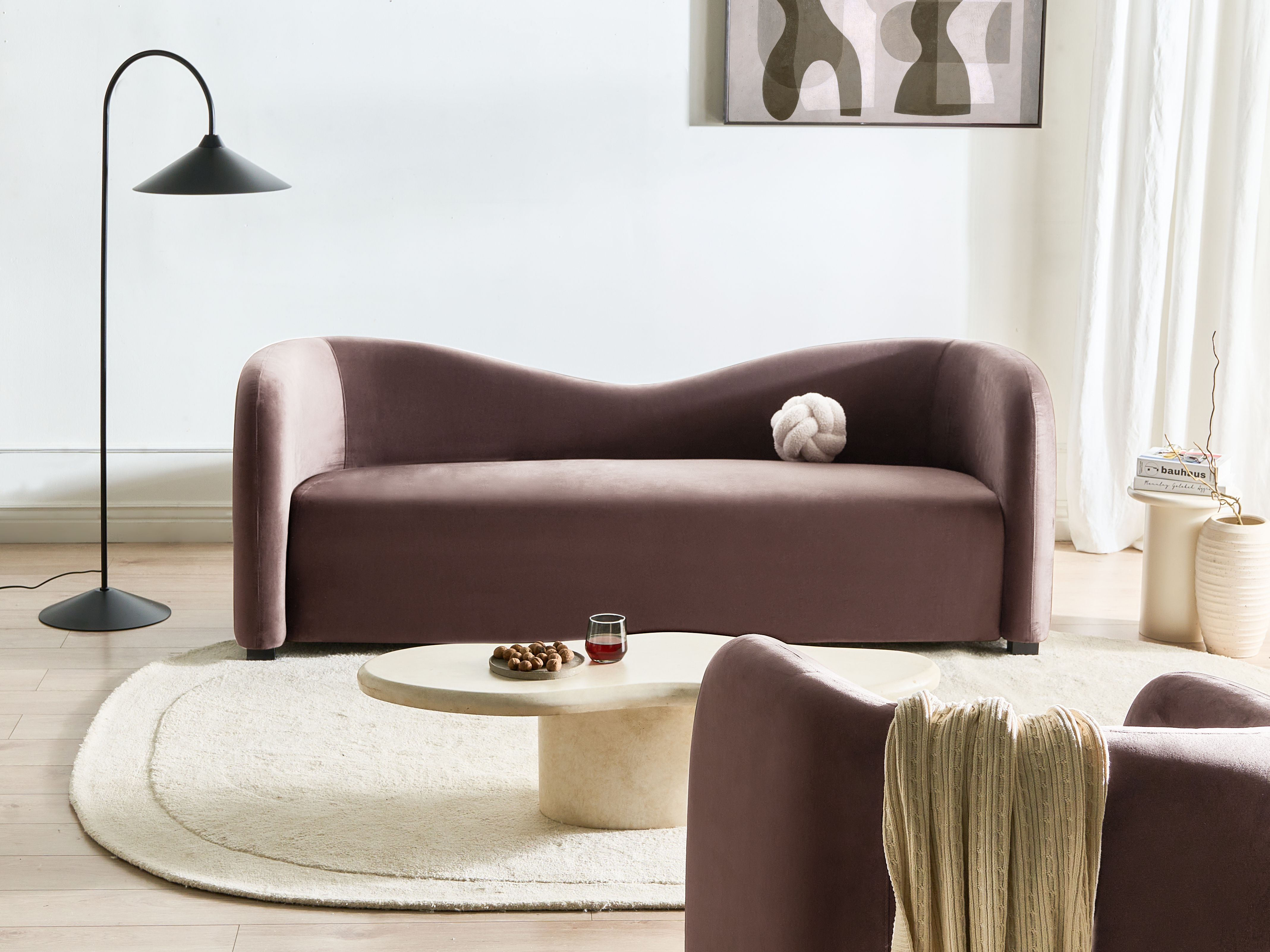 Sofa 3 Seater VELTADA Velvet Dark Brown