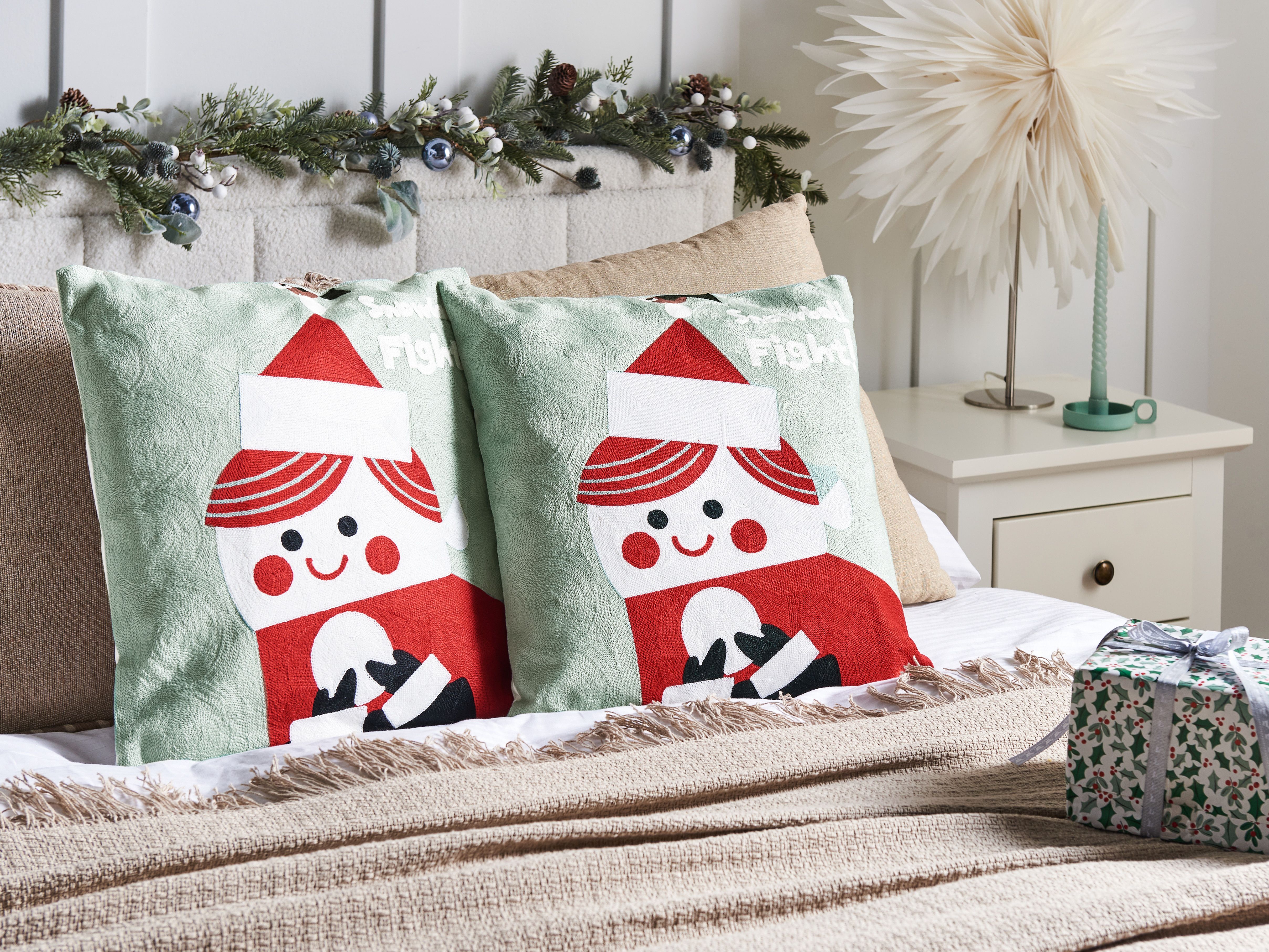 Set of 2 Decorative Cushions PUDDING Cotton 45 x 45 cm Red