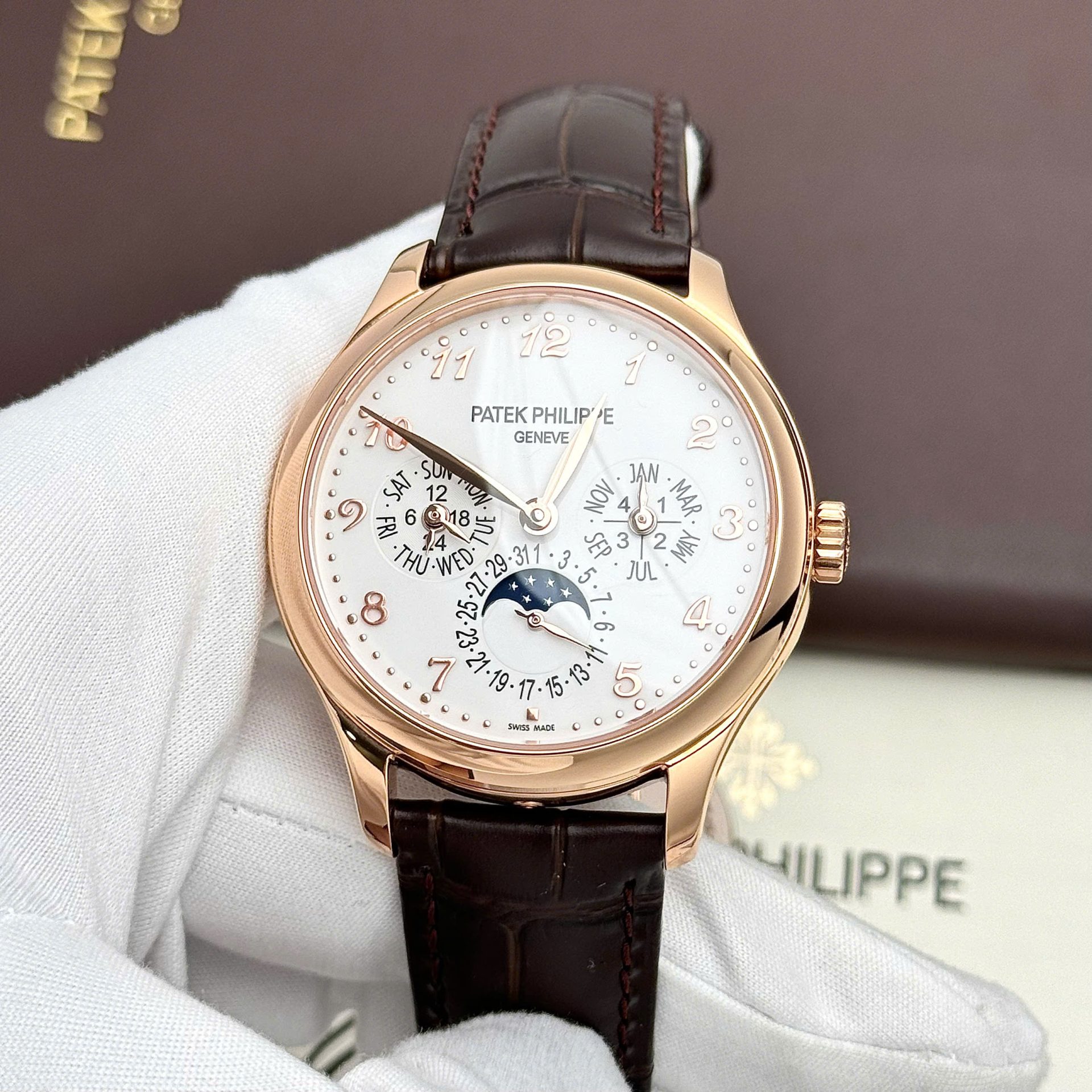 Patek Philippe Grand Complicaitons 5327R Super Clone Watches Brown Leather Strap 40mm - Elite Watch Atelier