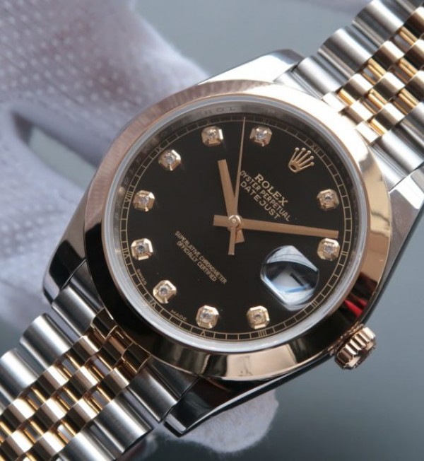 Replica Rolex DateJust 41mm 126303 Noob YG Polished Bezel Black Dial SS/YG Bracelet A2836 - Elite Watch Atelier