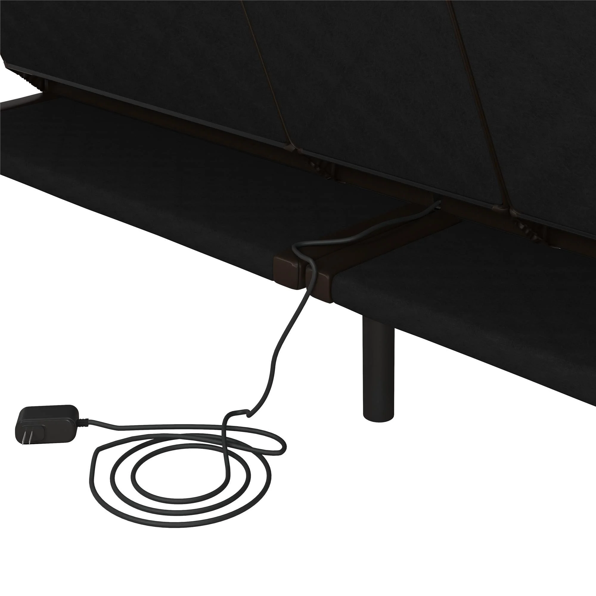 Mainstays Memory Foam 71.5" Futon with Cupholder and USB, Black Faux Leather - Image 73