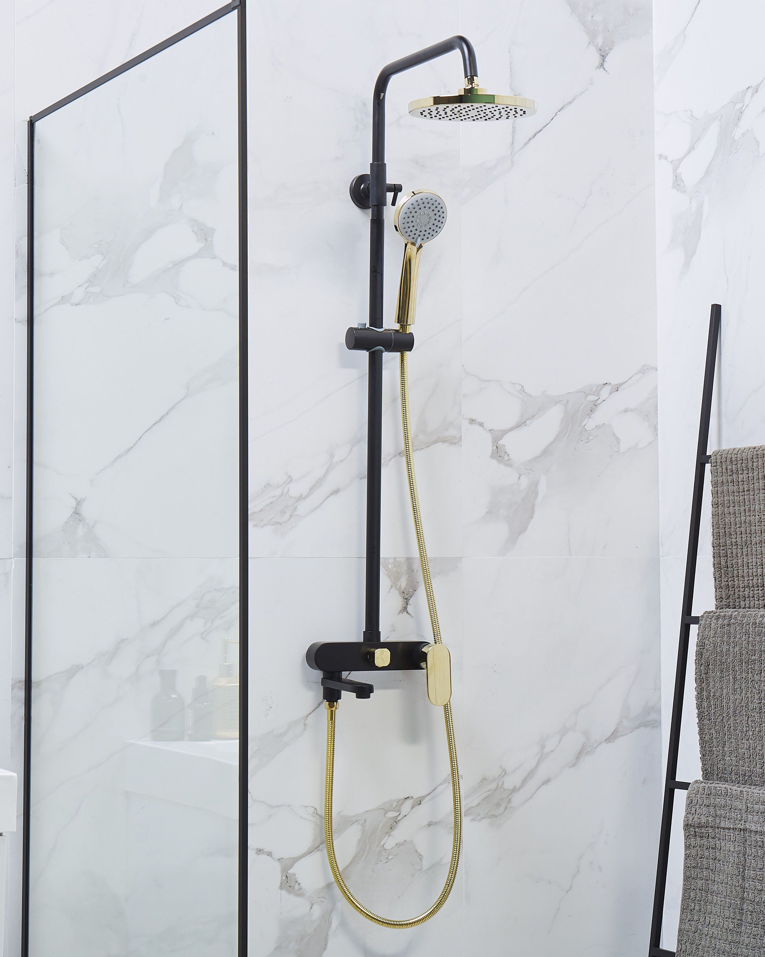 Mixer Shower Set with Rainshower GURARA Black/ Gold