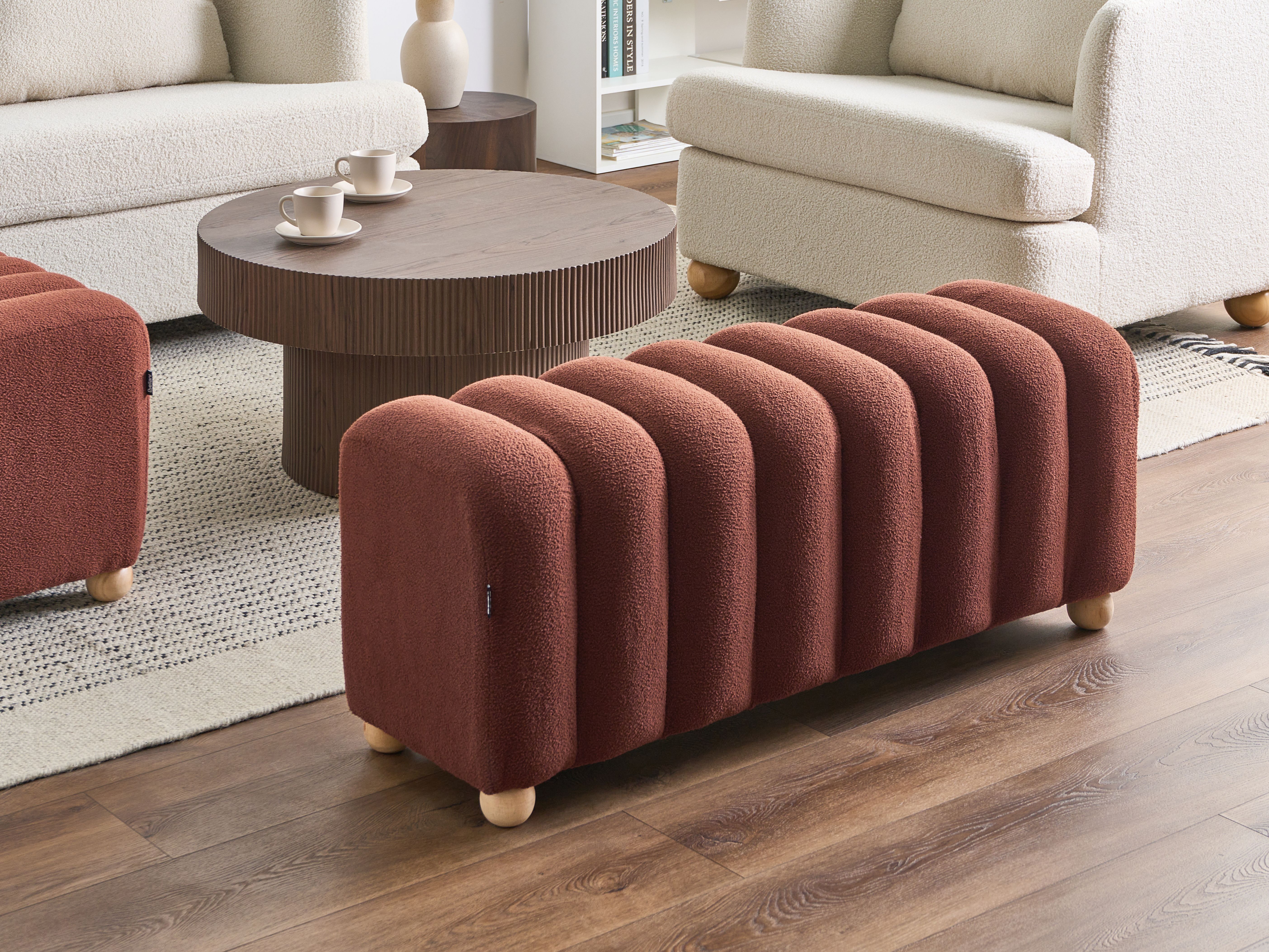 Upholstered Bench IDYLLWILD Boucle Golden Brown