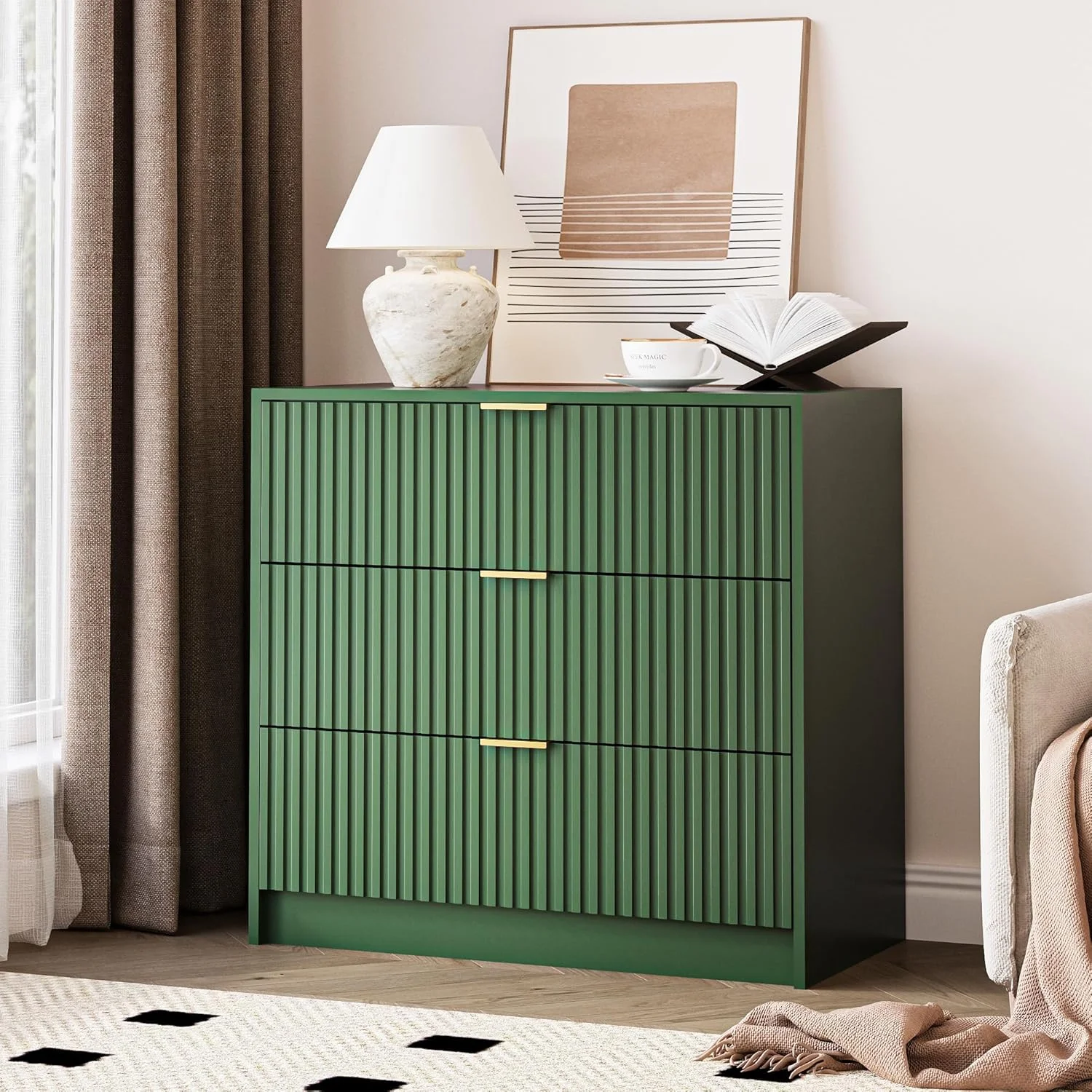 Furniway Black Dresser for Bedroom, 8 Drawer Double Dresser, Modern Chest of Drawers for Bedroom, Living Room, Entryway and Closet, 55" L x 15.7" D x 37.4" H - Image 16