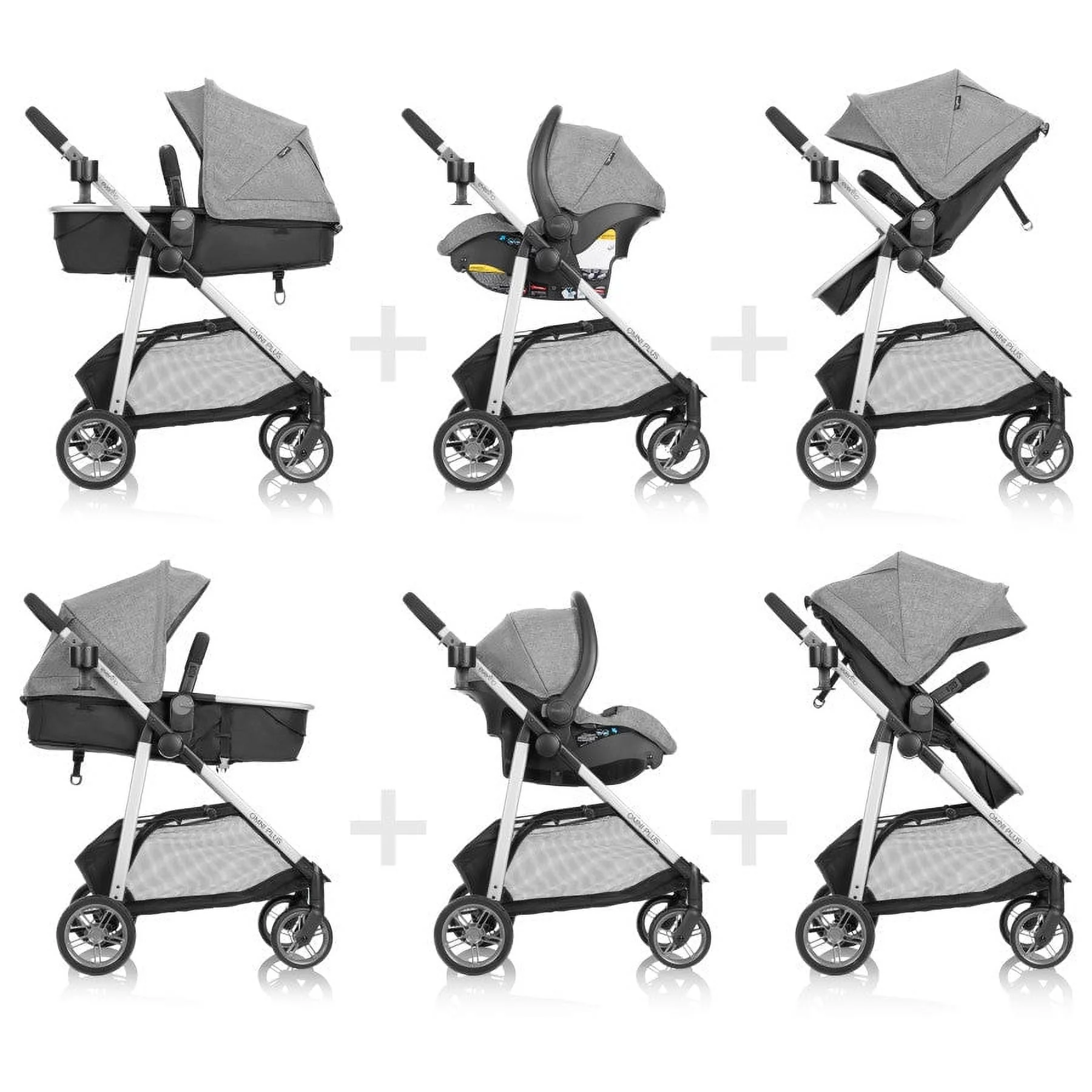 Evenflo Omni Plus Modular Travel System with LiteMax Sport Infant Car Seat, Mylar Gray, Unisex - Image 45