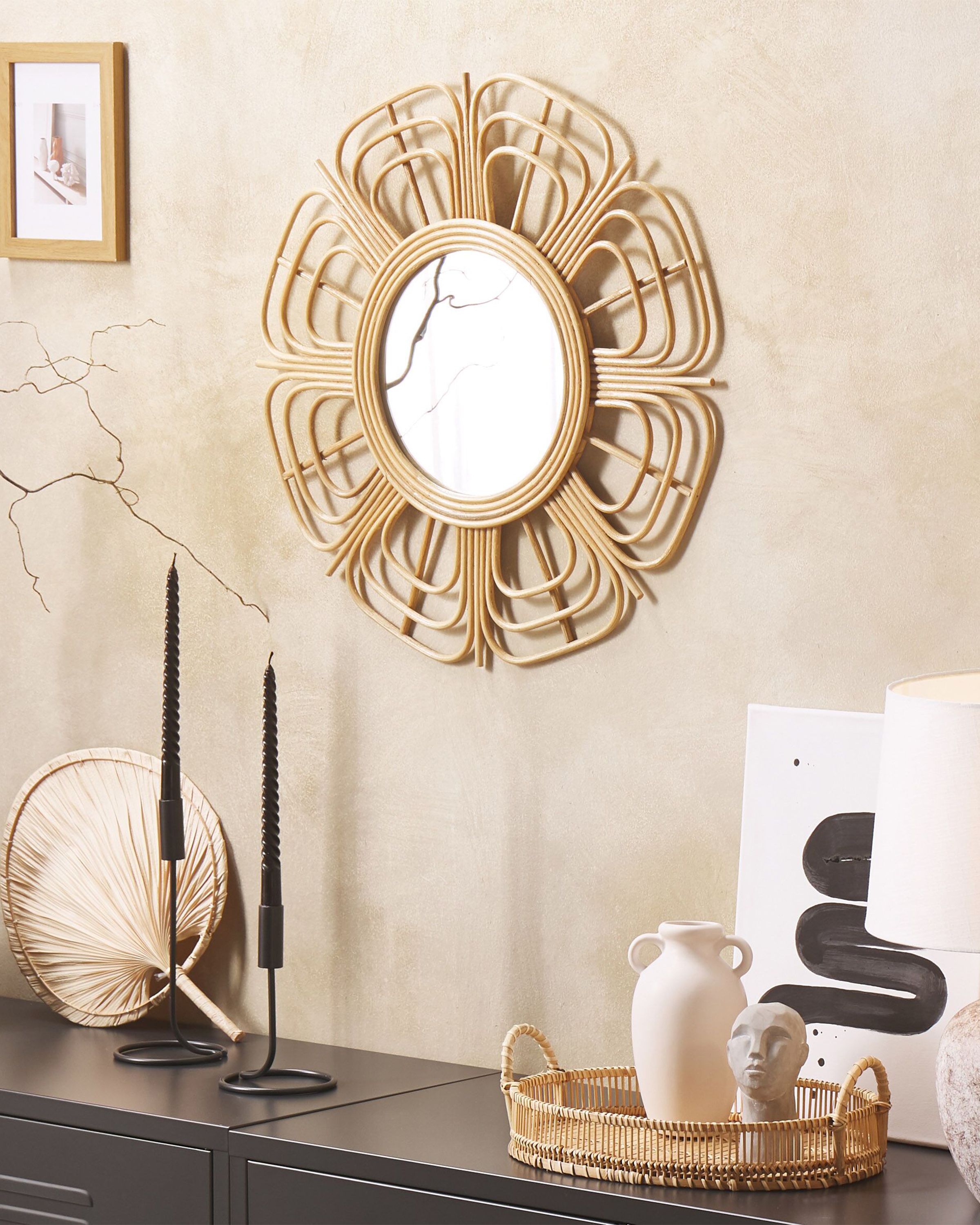 Wall Mirror PASAKU 60 cm 60 cm Rattan Natural