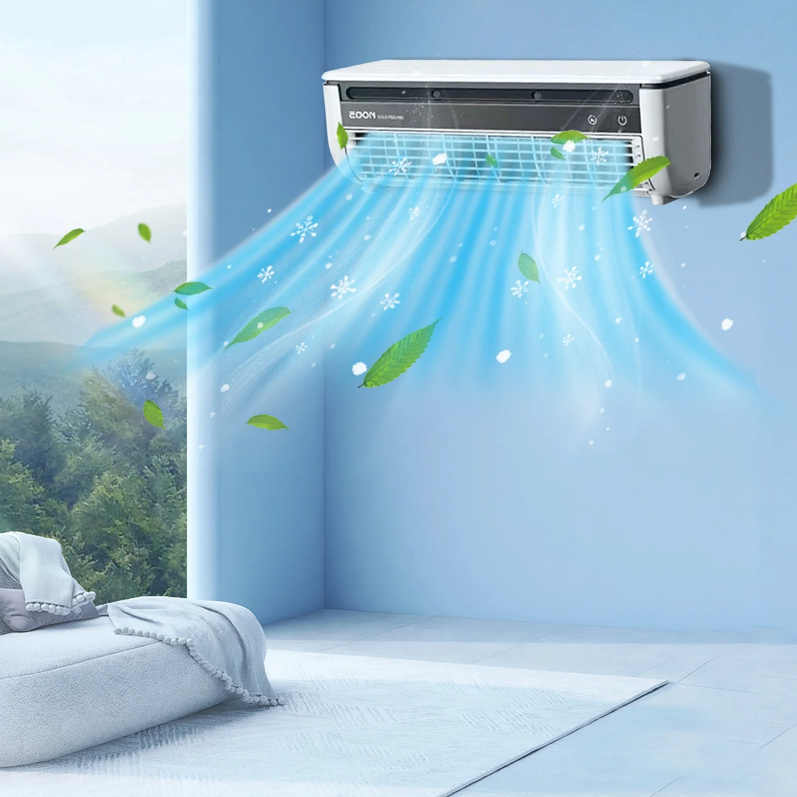 FYHALE 5,000 BTU Wall Mounted Air Conditioner with Remote Control, Digital Display, Cool up to 150 Sq. Ft., Perfect for Small Bedroom, Living Room, Home Office, White - Image 2