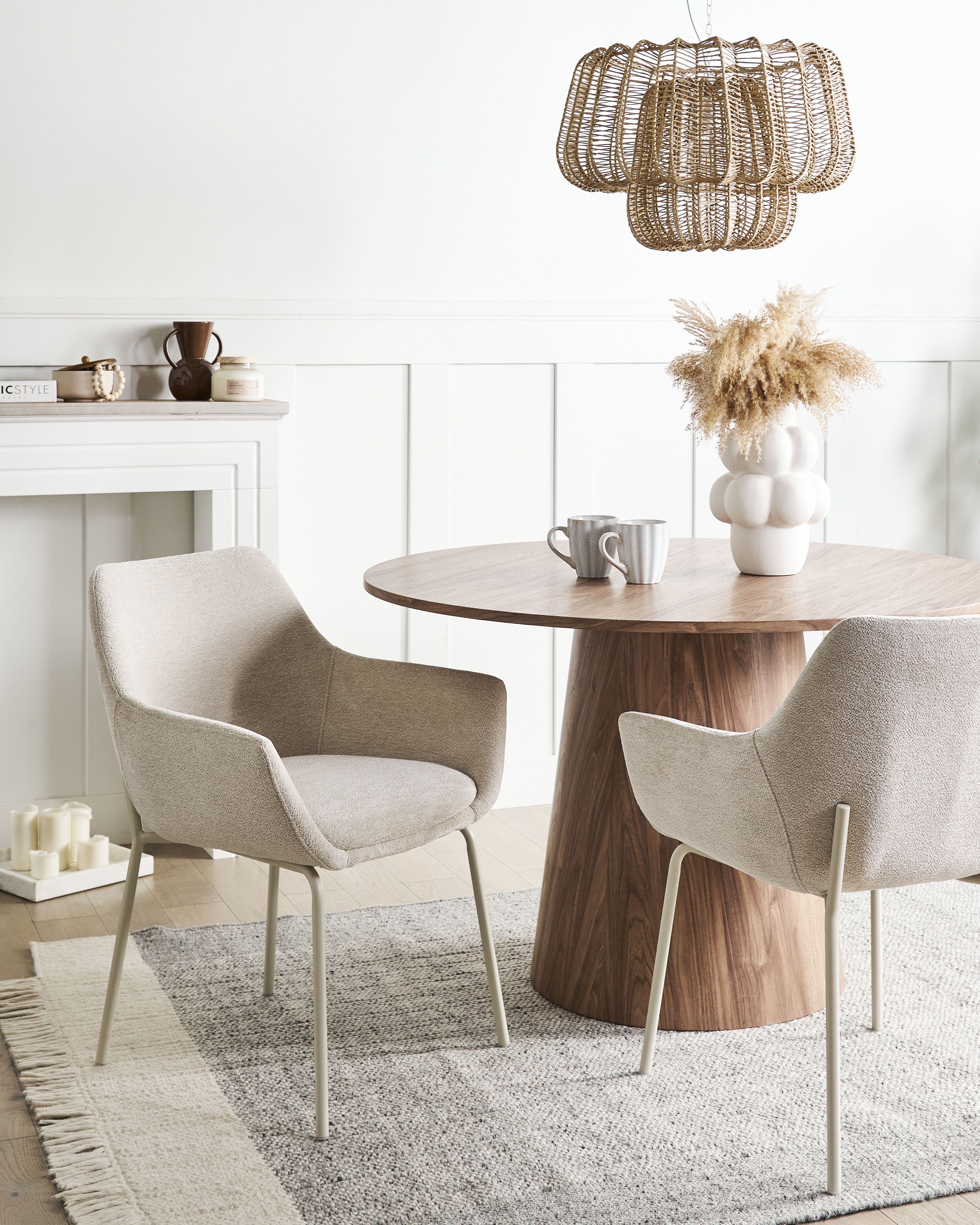 Set of 2 Dining Chairs BOWDON Chenille Light Beige