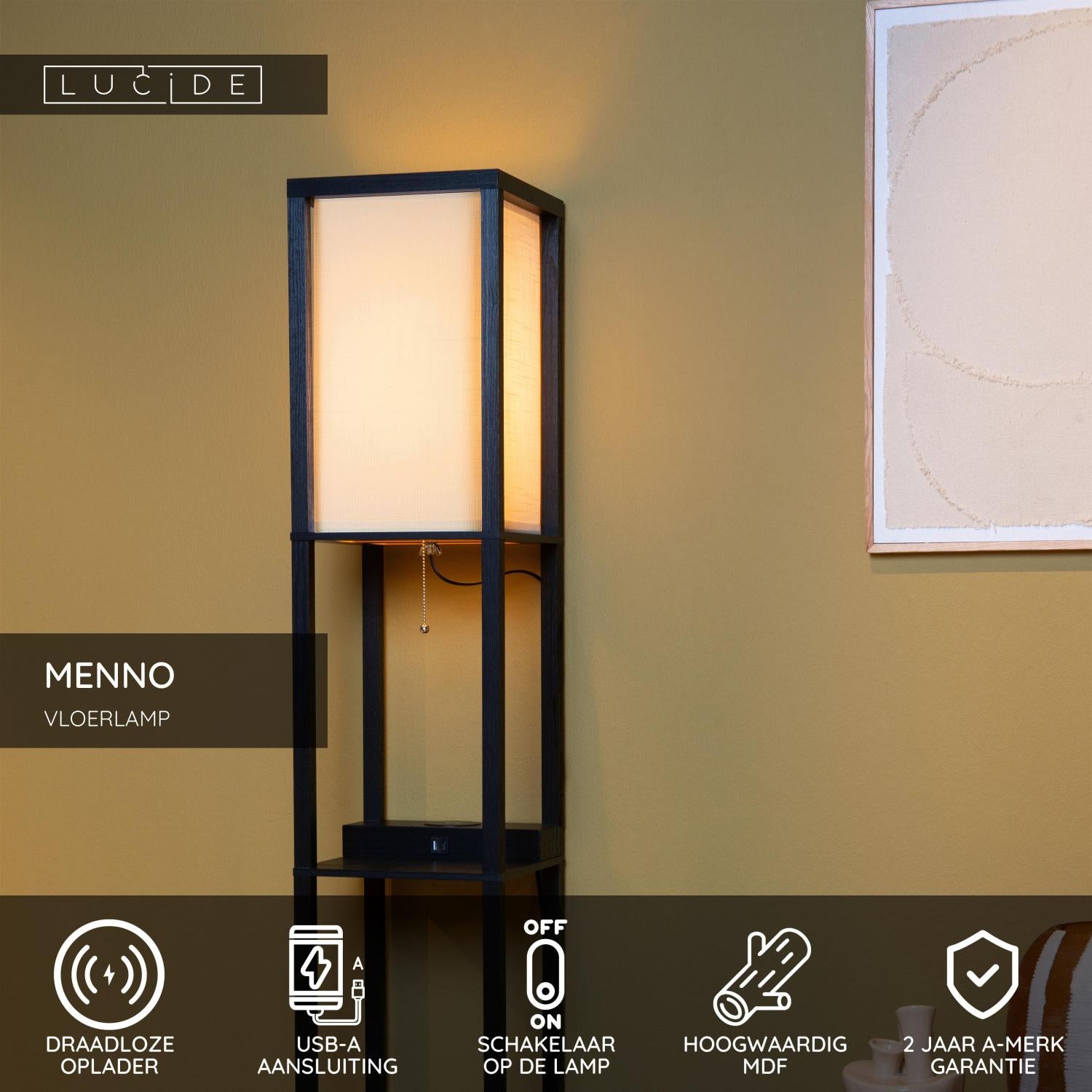 Lucide MENNO Vloerlamp - Zwart