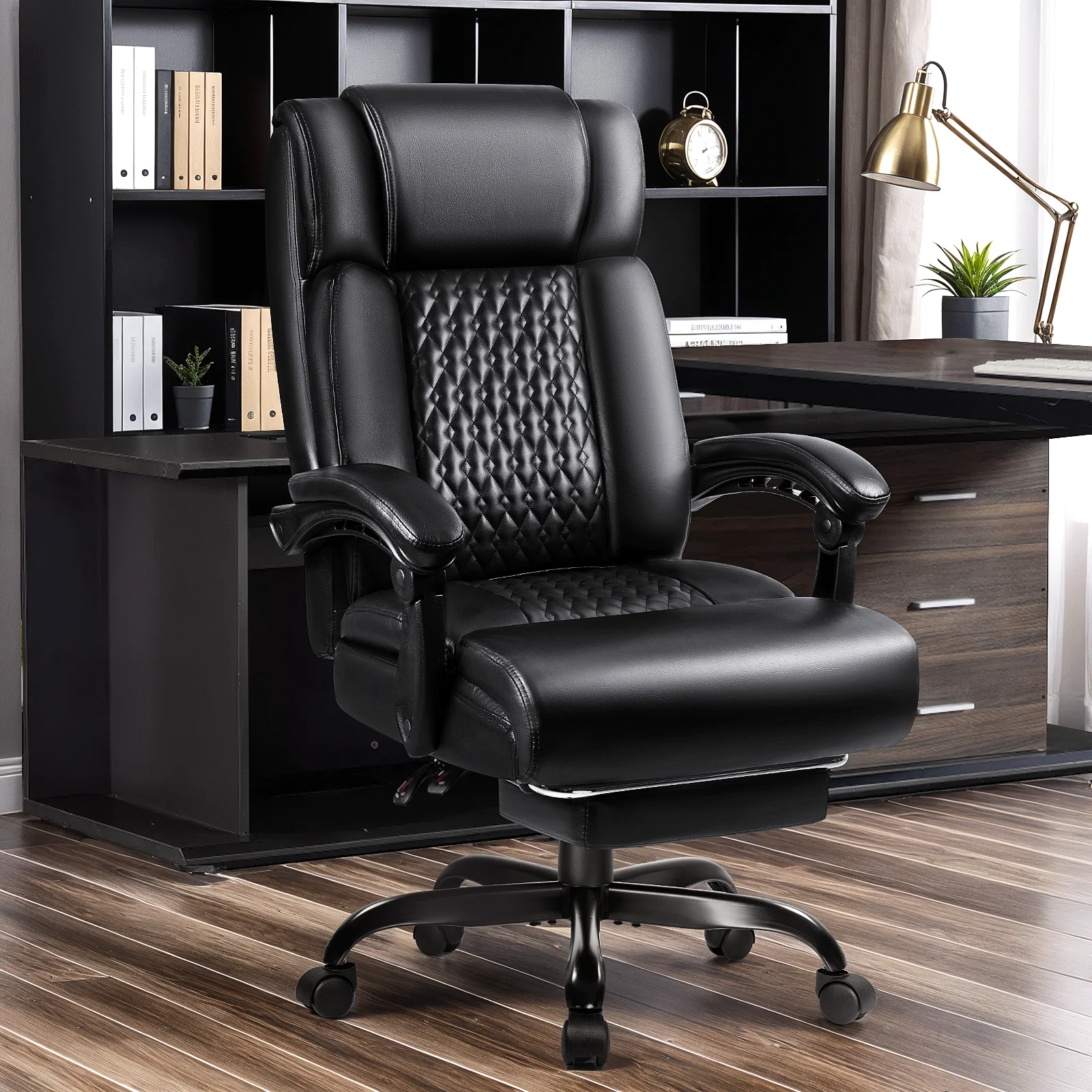 Waleaf Office Chair with Footrest,90-165��Reclining Ergonomic High Back Computer Desk Chair Lumbar Support for Home Office