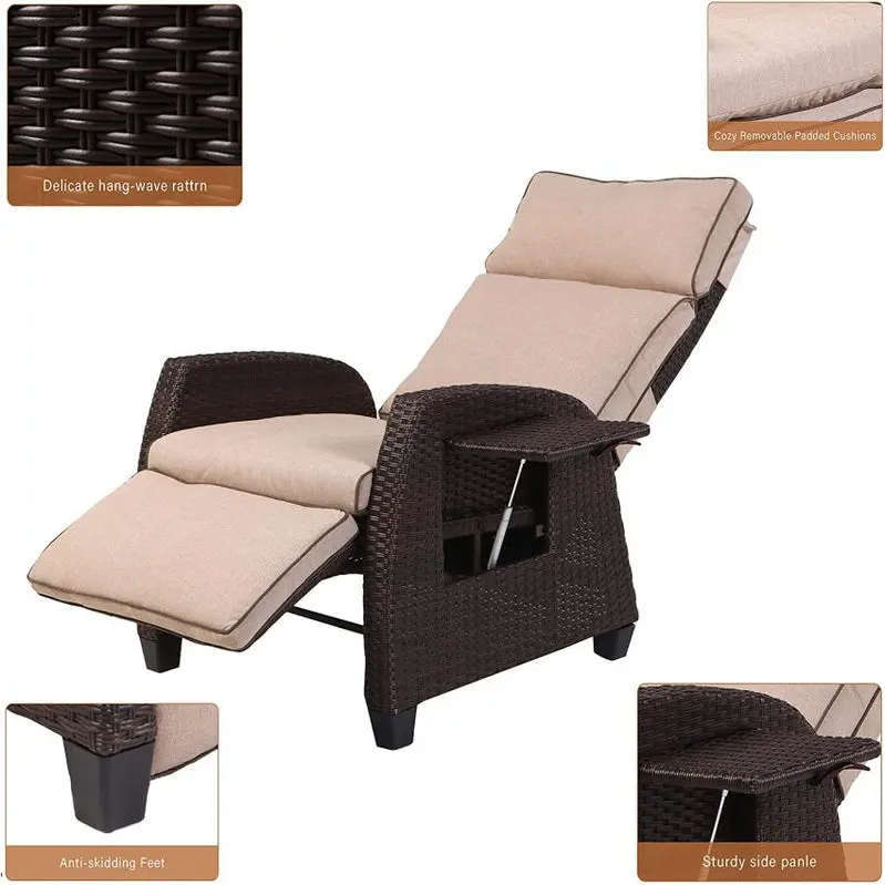 Weatherproof Outdoor Recliner Chair - 330 lbs Capacity, Steel Frame - Image 3 Weatherproof Outdoor Recliner Chair - 330 lbs Capacity, Steel Frame - Image 3