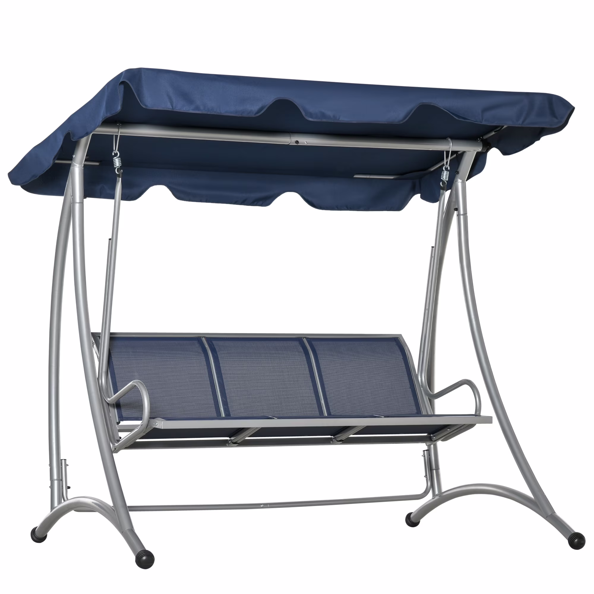 Outsunny 3 Person Patio Swing Seats, Porch Swing with Stand & Adjustable Canopy, Heavy Duty Outdoor Swing Chair Bench for Adults, Black - Image 3
