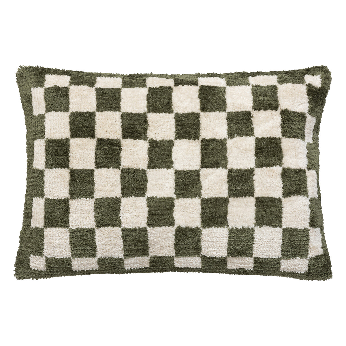 Checked cushion "Itha" Khaki green, 38x58 cm