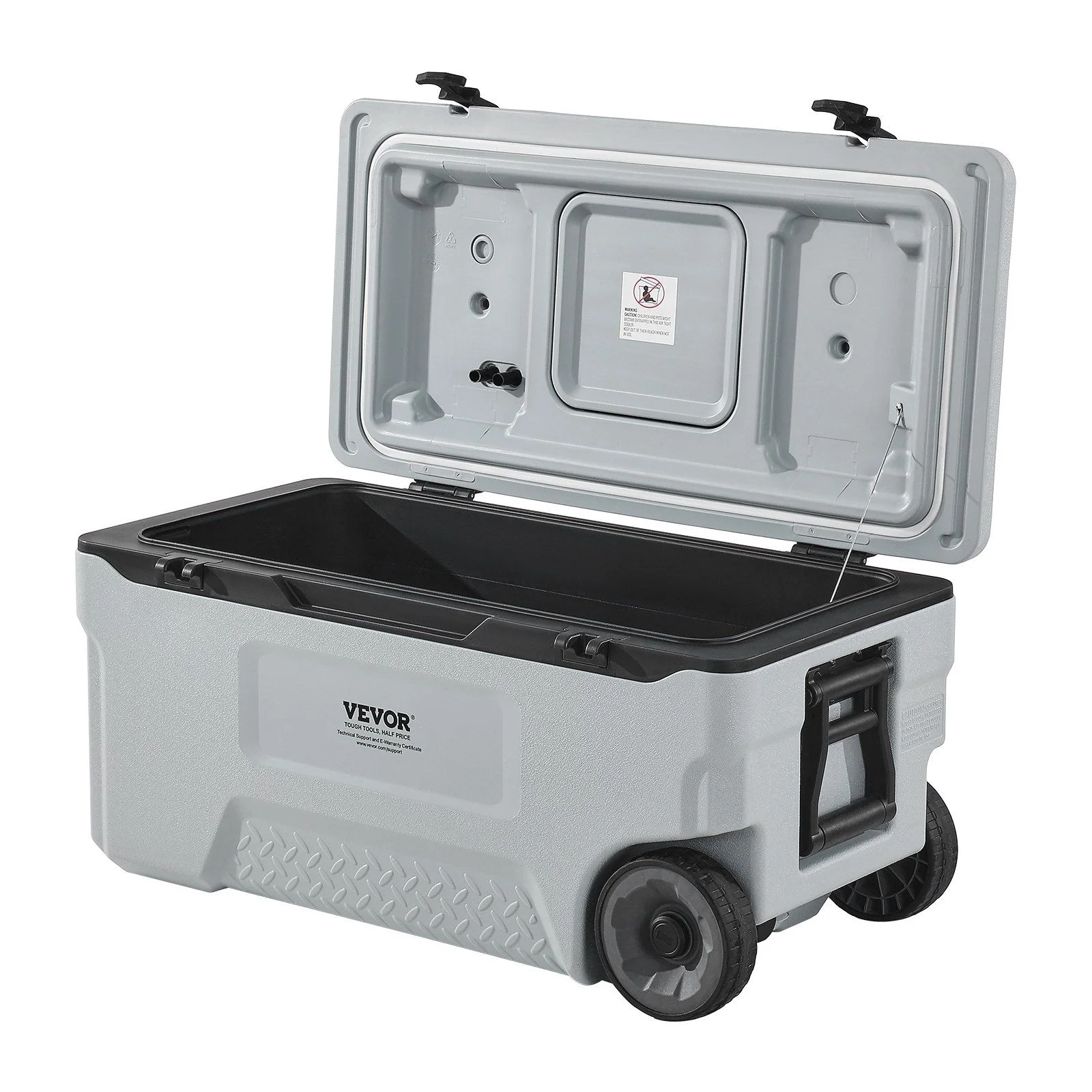 74 QT Wheeled Cooler - 120 Can Capacity Portable Ice Chest with Heavy-Duty Wheels & Cup Holders, Insulated Outdoor Cooler for Camping, Tailgating, Beach & BBQs, Leak-Proof Drain & Extended Cold Reten - Image 10