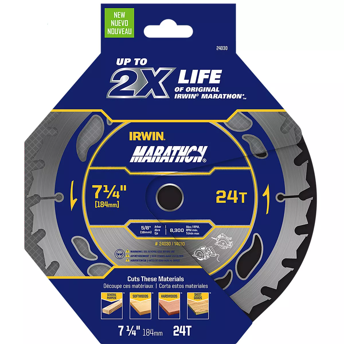 Irwin Marathon 7-1/4 In. 24-Tooth Framing/Ripping Circular Saw Blade, Bulk