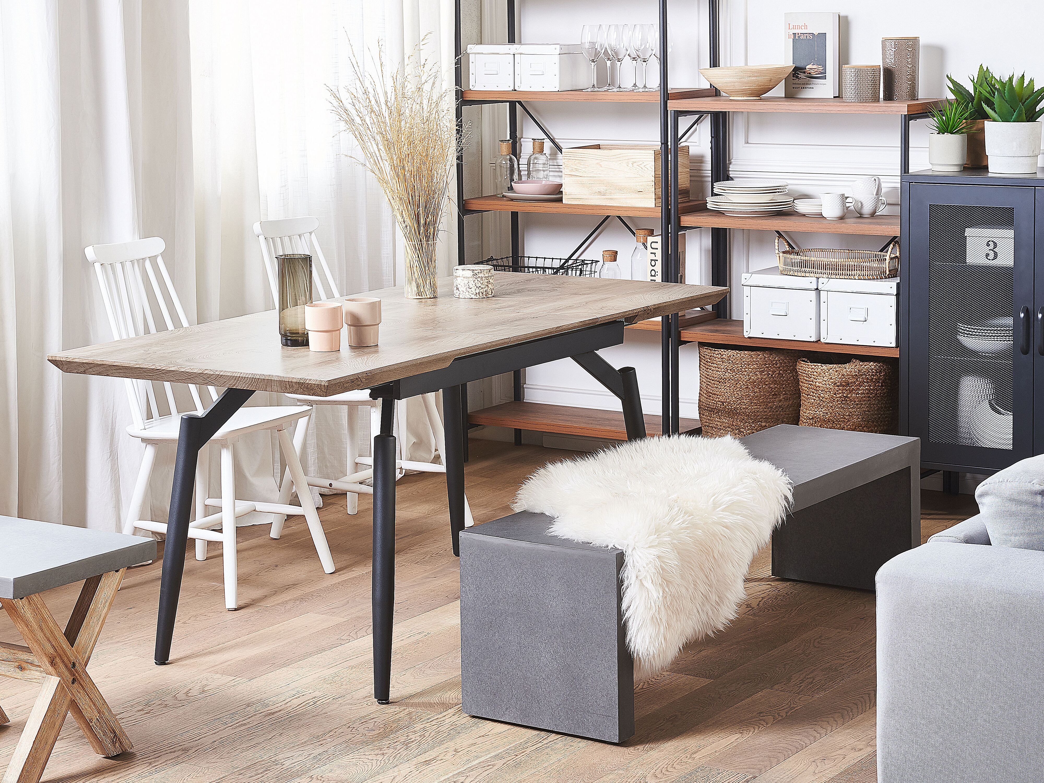 Extending Dining Table BARBOSA Dark Brown 140/180 cm 80 cm