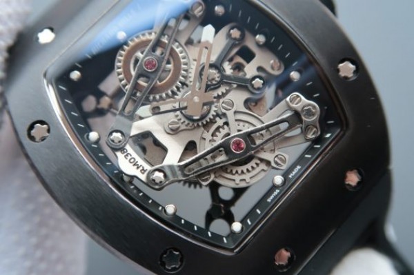 Replica Richard Mille RM038 PVD Black Inner Bezel Skeleton Dial Black Rubber Strap Jap Quartz - Top club
