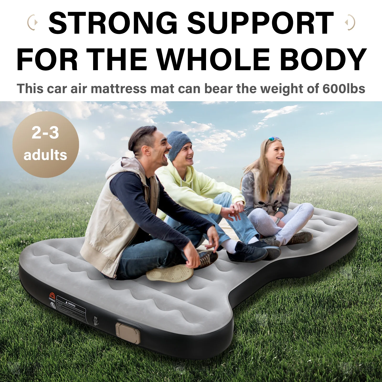 Coverado Car Air Mattress Custom Tesla Model Y 2021-2024, Inflatable Outdoor Camping Air Bed with Car Air Pump, Gray Thickened Flocking Air Bed - Image 2