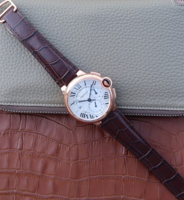 Replica Cartier Ballon Bleu De Cartier Chrono RG White Dial A8101 - Top club