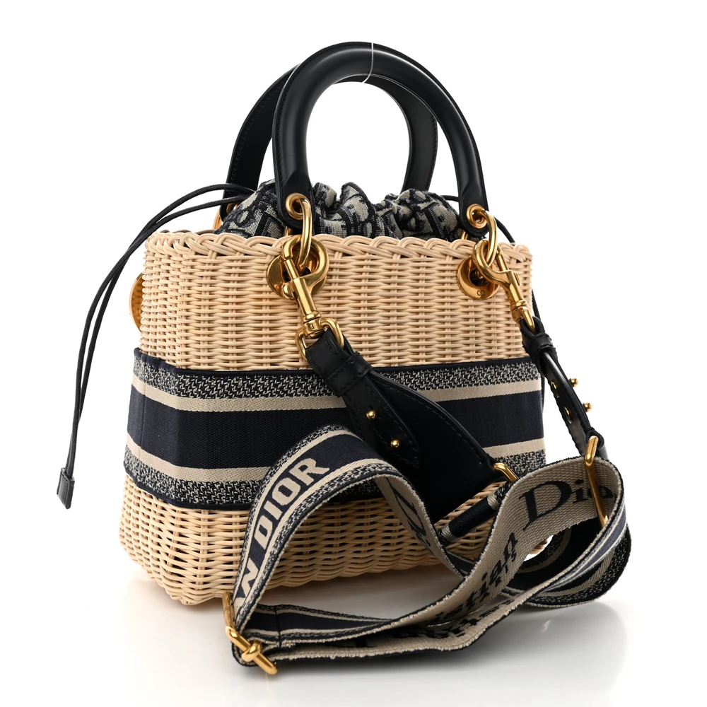 Mirror Quality Replica Lady Dior Wicker Blue Handbag1:1High-quality replica