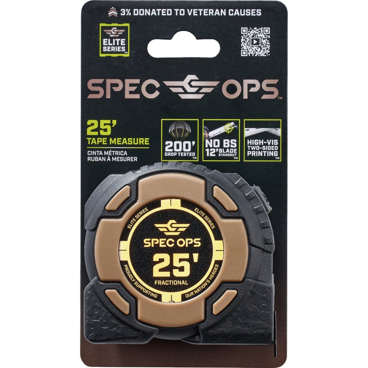 Spec Ops Elite Series 25 Ft. Fractional Tape Measure