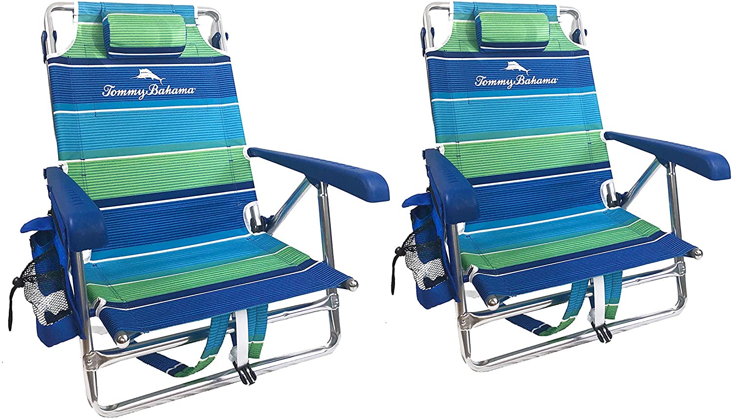 Tommy Bahama 2-Pack Backpack Beach Chairs With Storage Pouch And Towel Bar Tommy Bahama 2-Pack Backpack Beach Chairs With Storage Pouch And Towel Bar