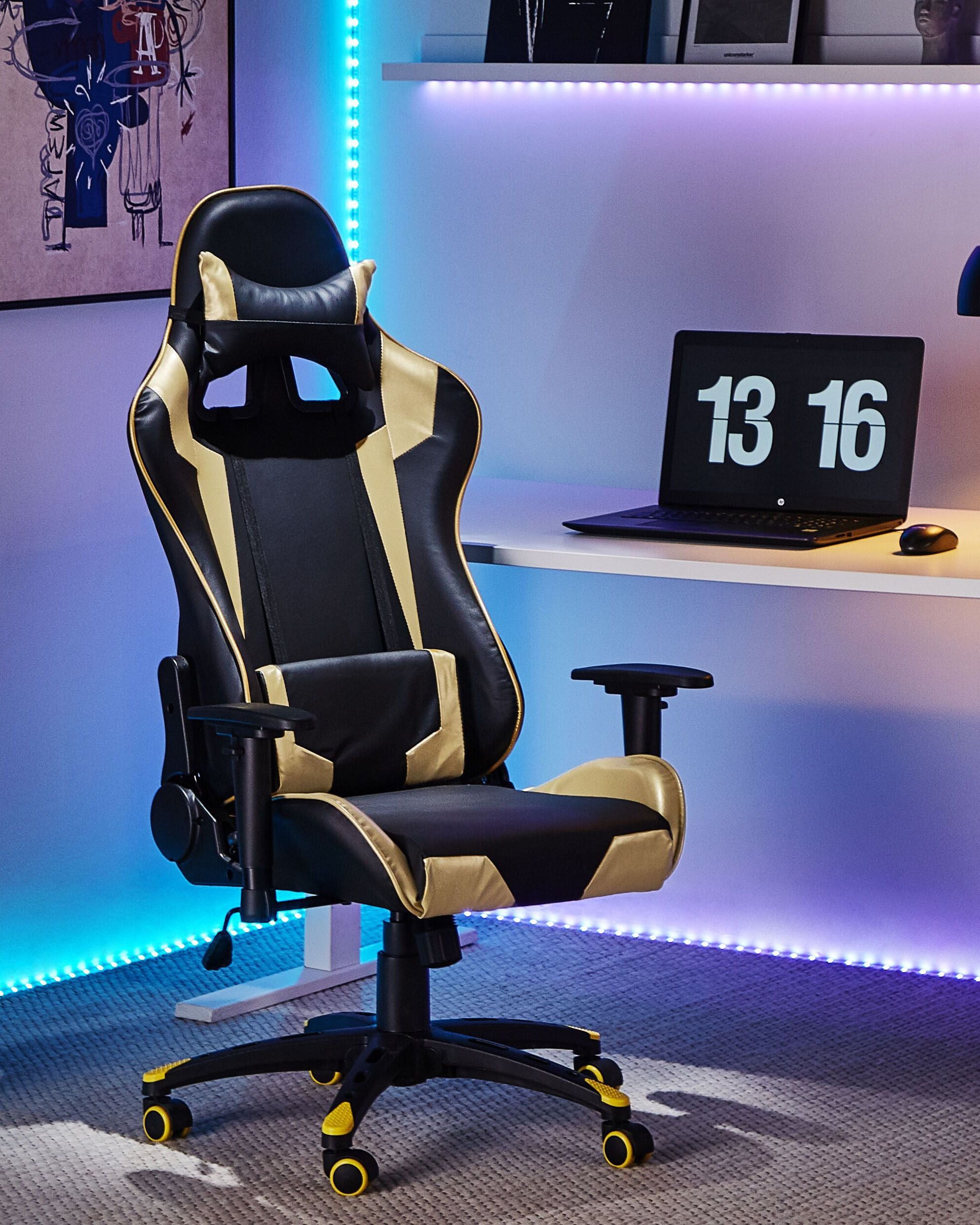 Gaming Chair KNIGHT Faux Leather Gold