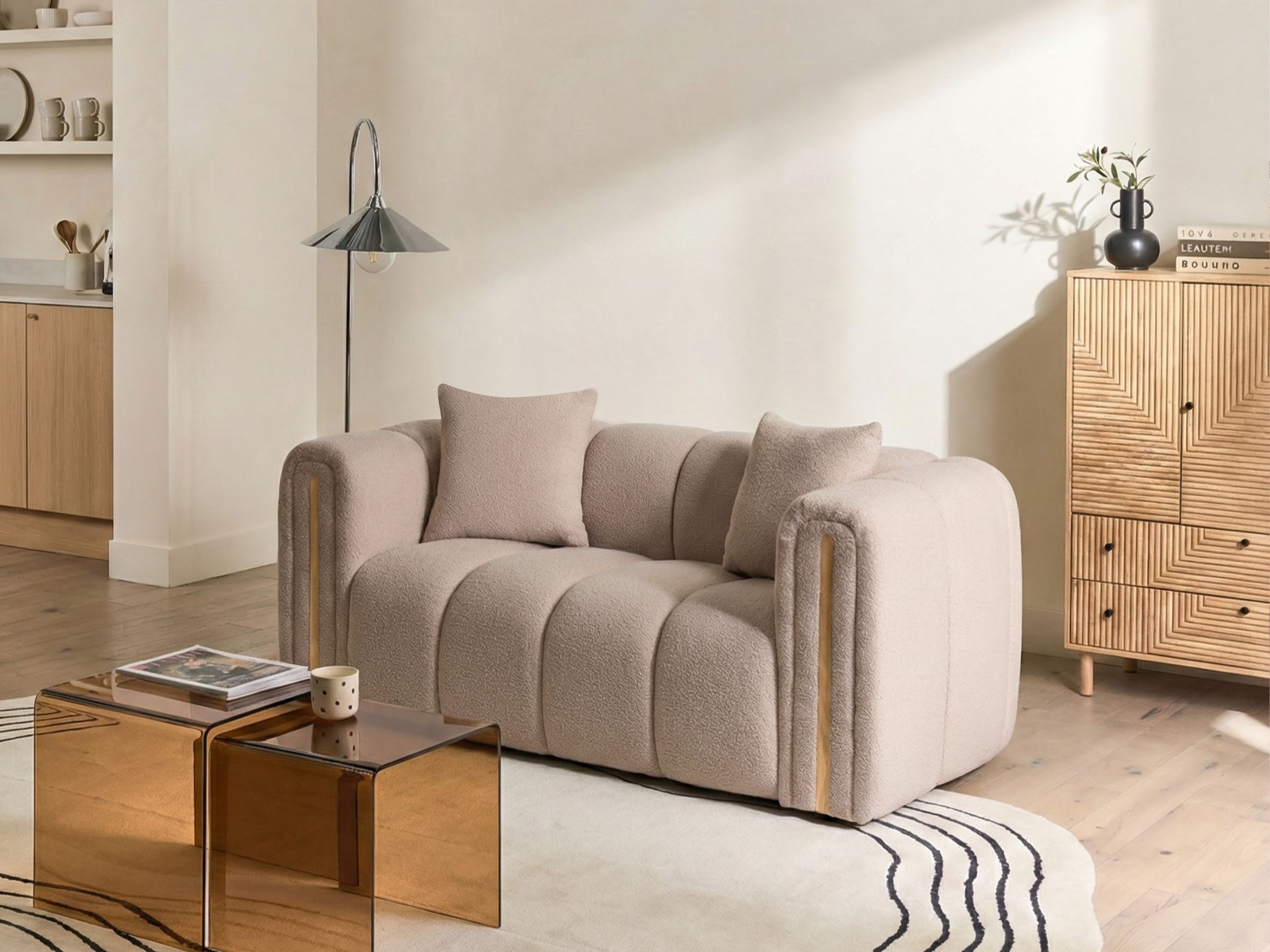 Sofa 2 Seater MORSIL Boucle Beige