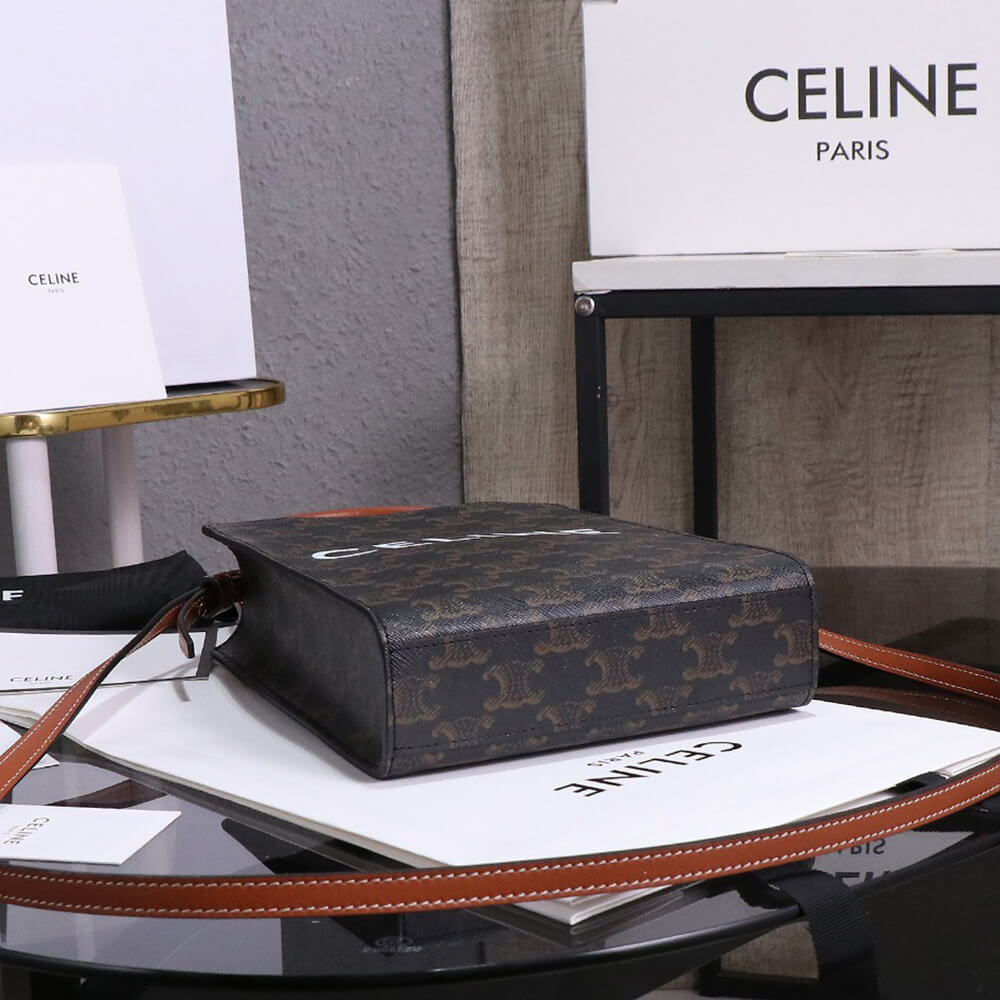 CELINE Mini Vertical Cabas IN Triomphe Canvas with Celine print1:1High-quality replica