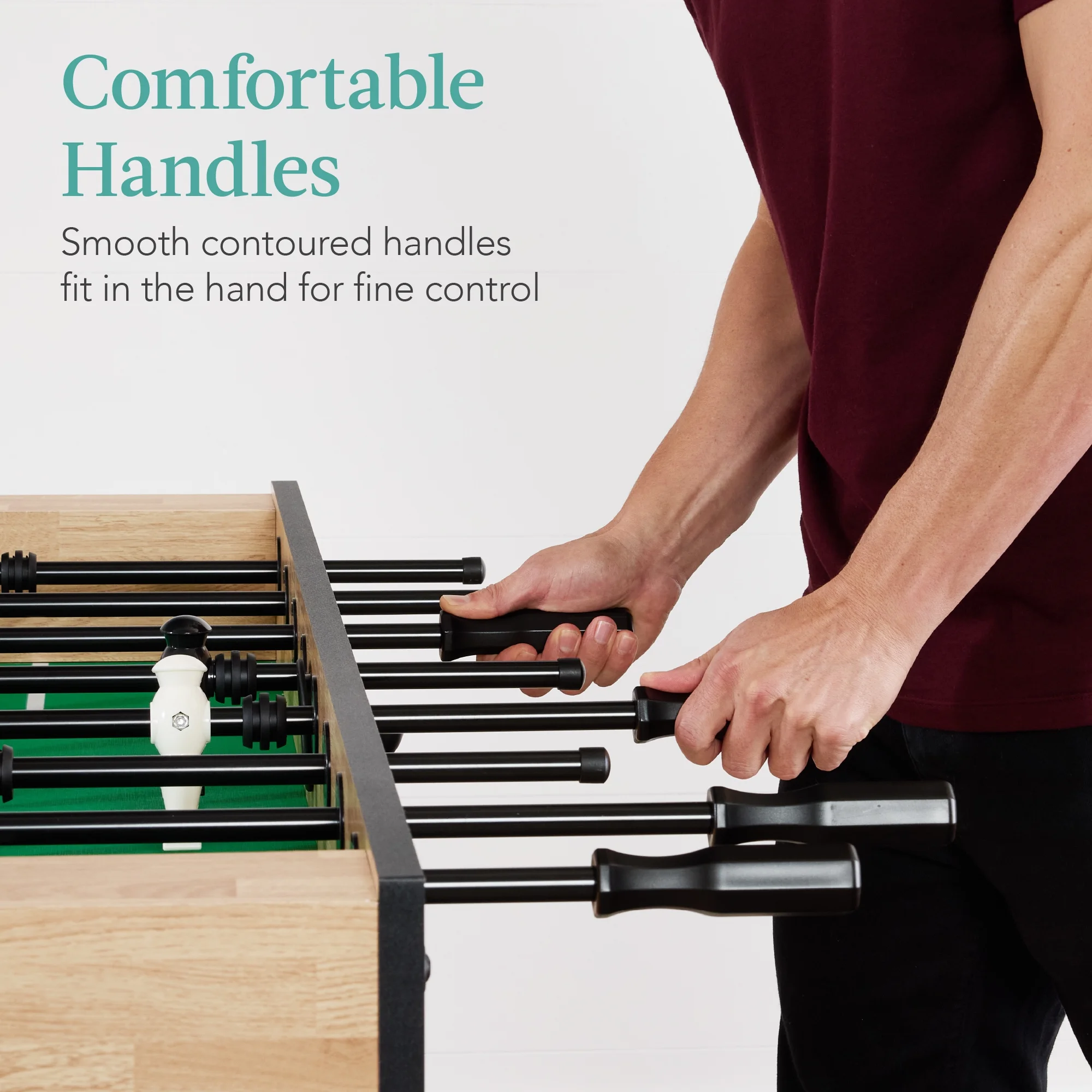 Best Choice Products Large 54in Full-Size Foosball Table for Home, Game Room w/ 2 Balls, 2 Cup Holders - Natural - Image 9