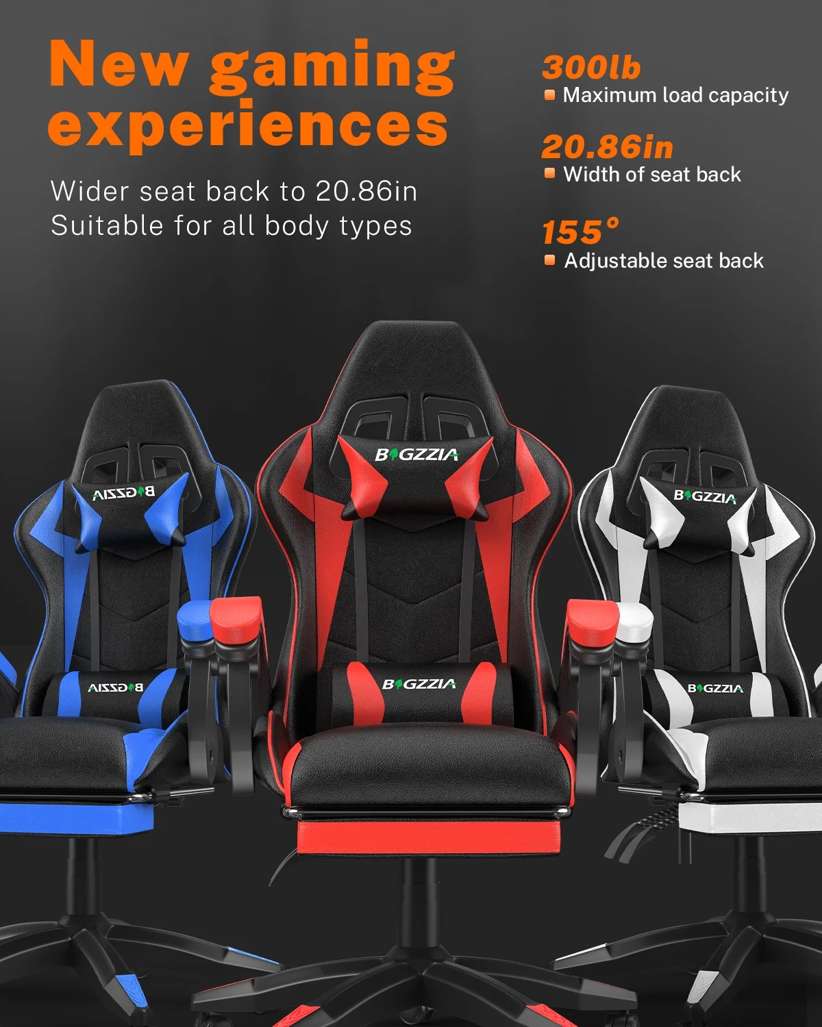Bigzzia Gaming Chair with Footrest, Gaming Chair for Adult with Headrest and Lumbar Support,Red - Image 14