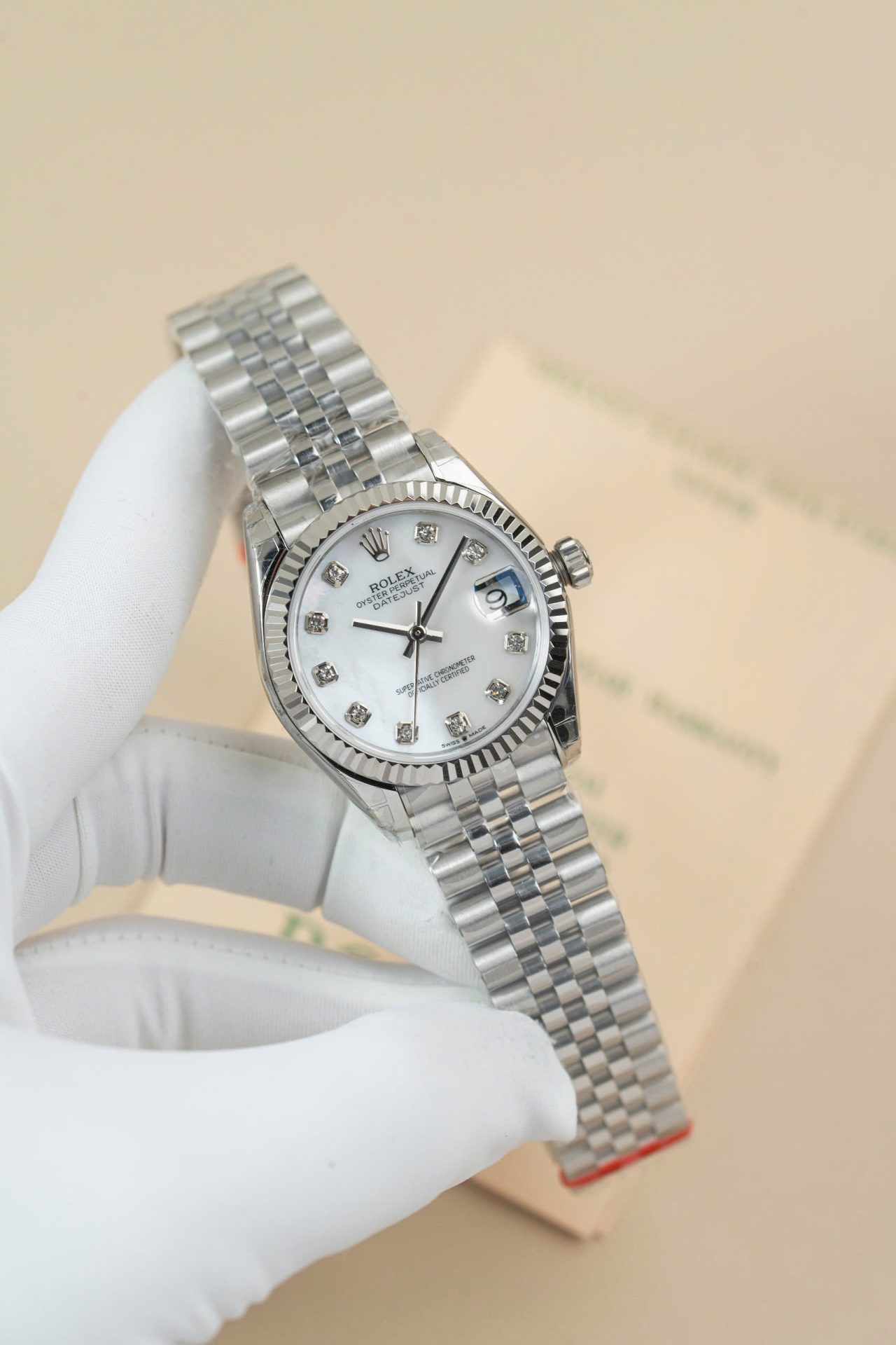 Rolex DateJust Lady Fake Watch Dial Mother Of Pearl Jubilee Strap 31mm - Elite Watch Atelier