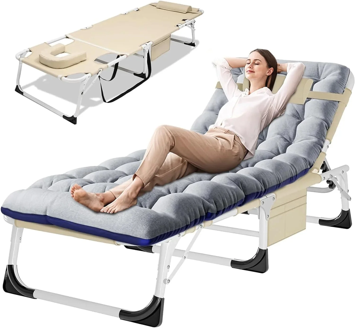 Slsy 5-Position Adjustable Folding Lounge Chair And Cot - 75.2" x 25.6" x 11.8" - Image 147 Slsy 5-Position Adjustable Folding Lounge Chair And Cot - 75.2" x 25.6" x 11.8" - Image 147