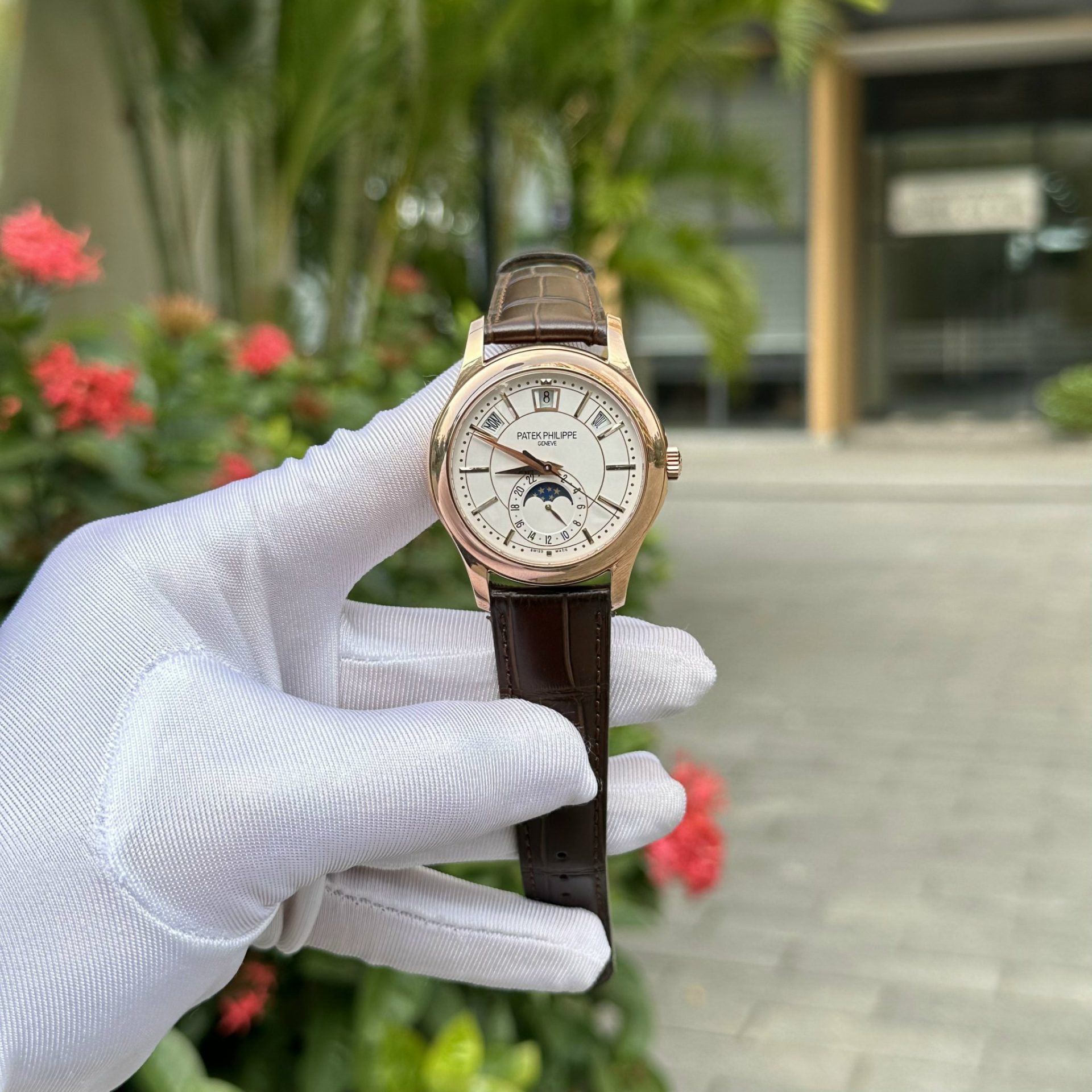 Patek Philippe Replica 11 Watch Complications 5205R Rose Gold Switzerland White Dial 40mm - Elite Watch Atelier