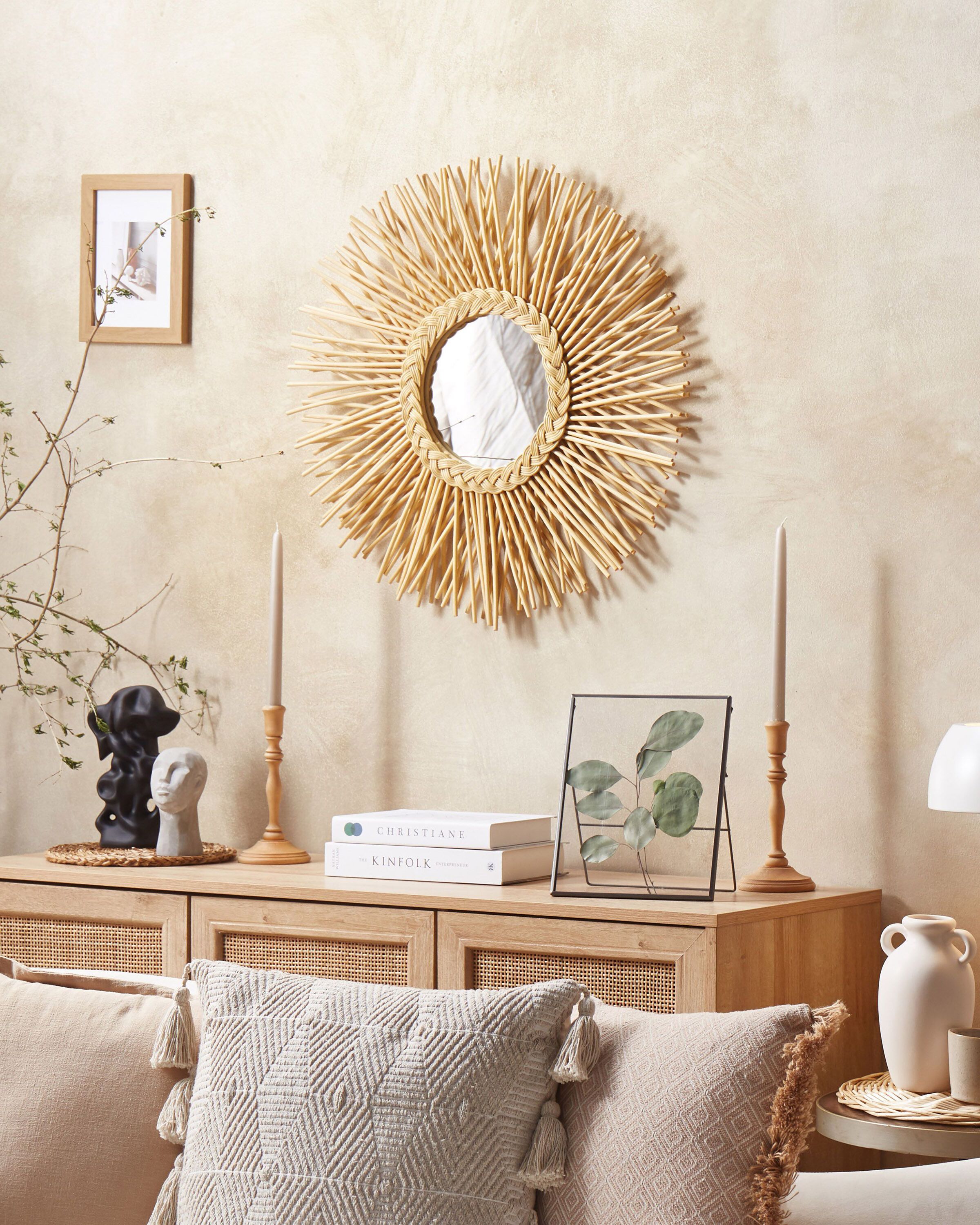 Wall Mirror KALASIN 60 cm 60 cm Rattan Natural