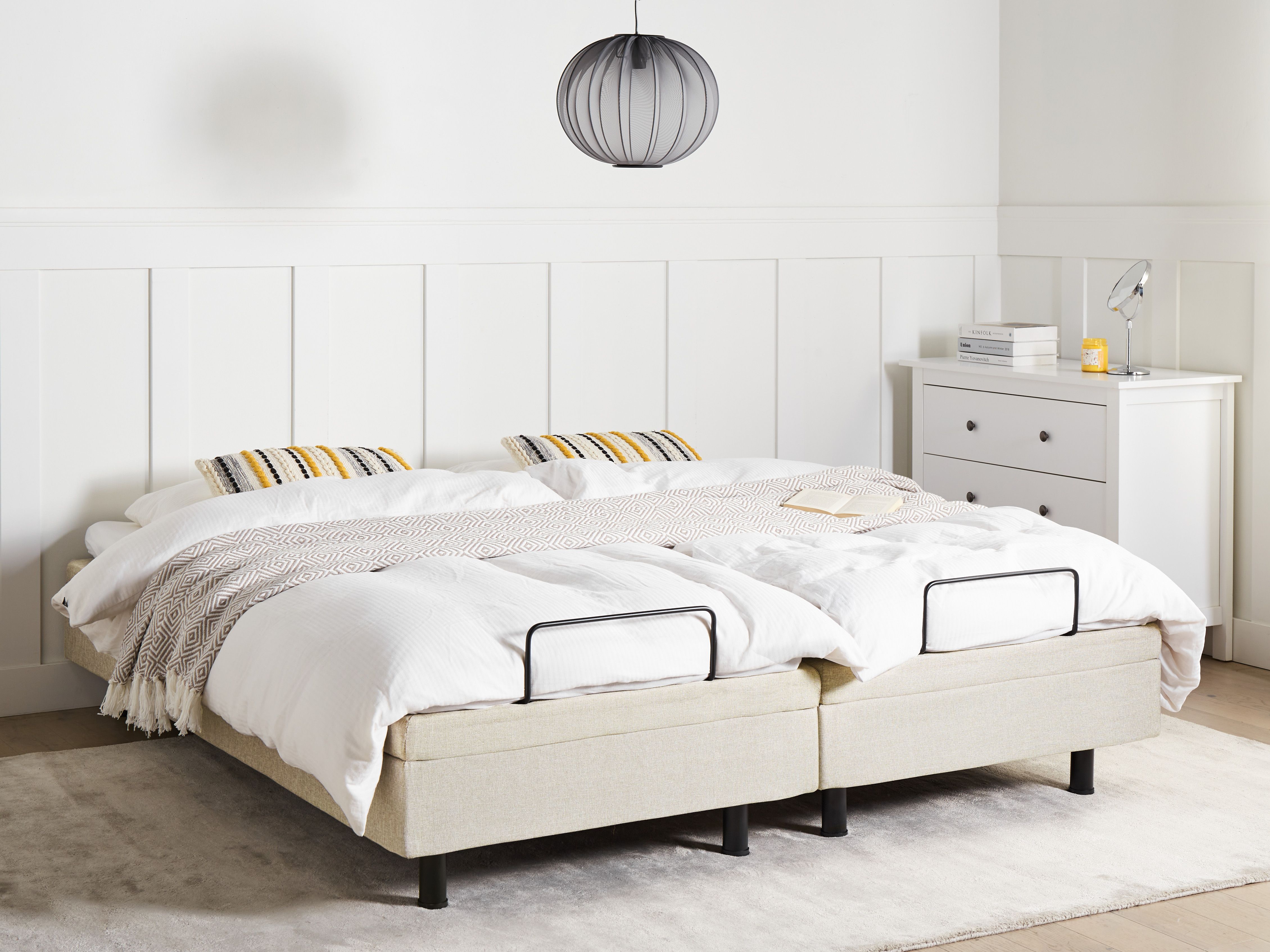 Adjustable Bed without Headboard Fabric CASTELLAN 180 x 200 cm (EU Super King) Beige