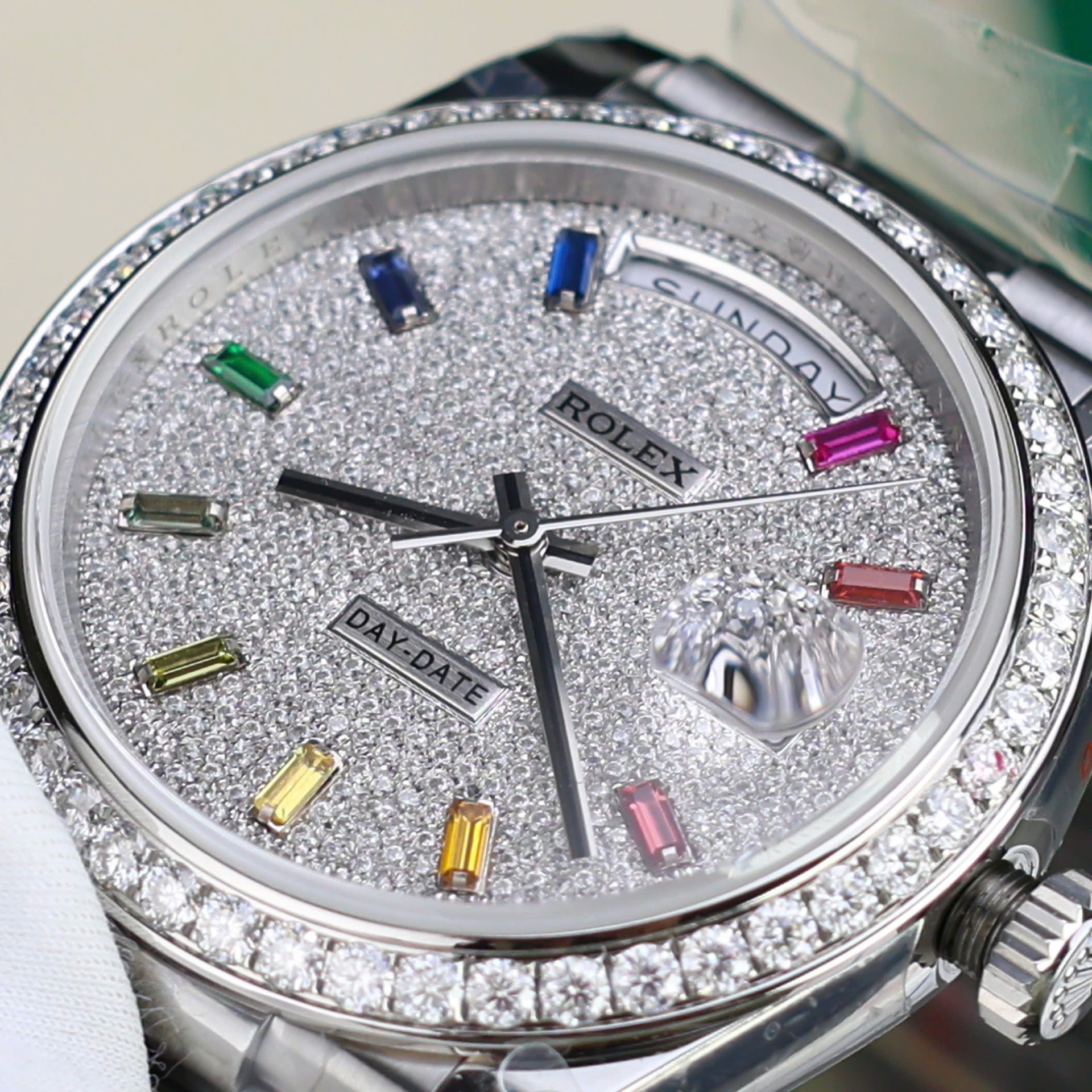 Rolex Day-Date Best Copies Watch Custom Diamonds Moissanite GM Factory 40mm - Elite Watch Atelier