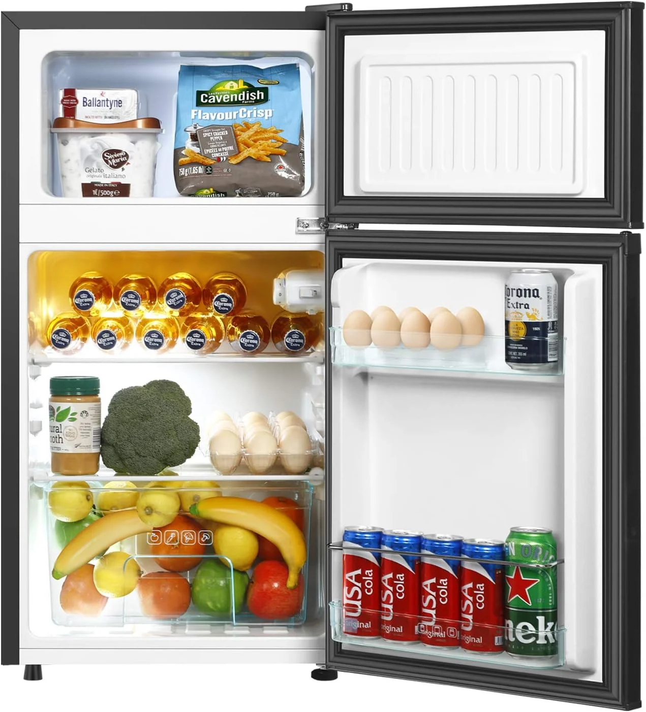 Kcpolre Pink Mini Fridge with Freezer 3.2 Cu.ft Refrigerators, Adjustable Glass Shelves, Quiet Dual Door Dorm Fridge for Bedroom, College, Office - Image 11