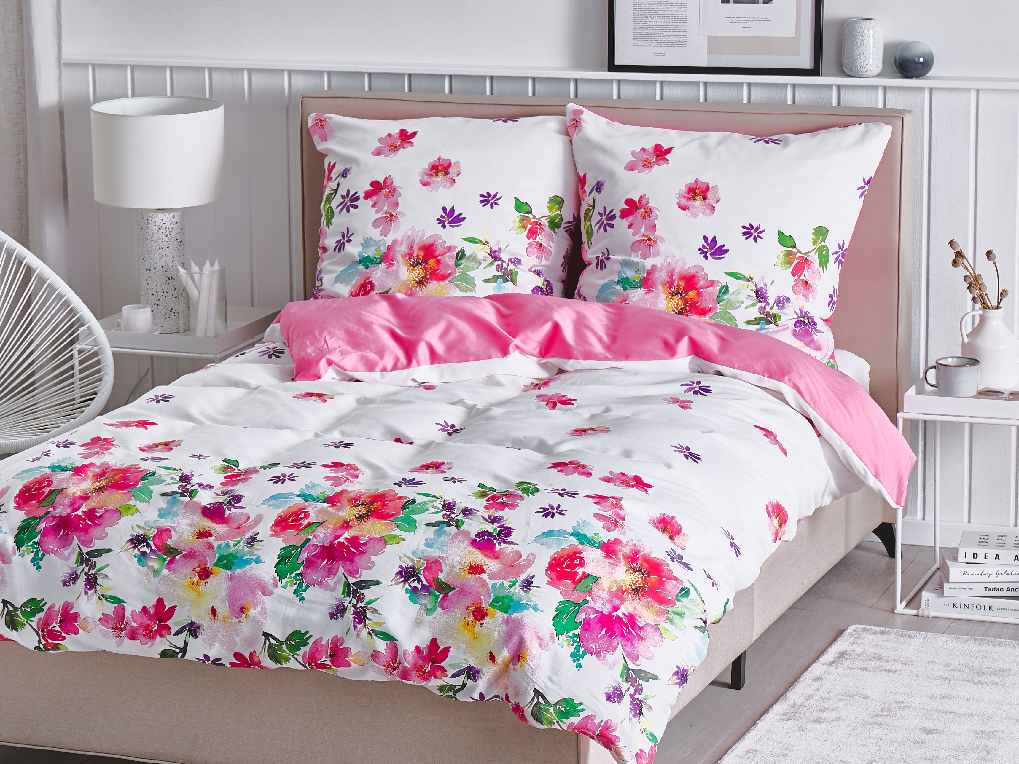 Duvet Cover Set LARYNHILL Sateen Cotton 155 x 220 cm Pink