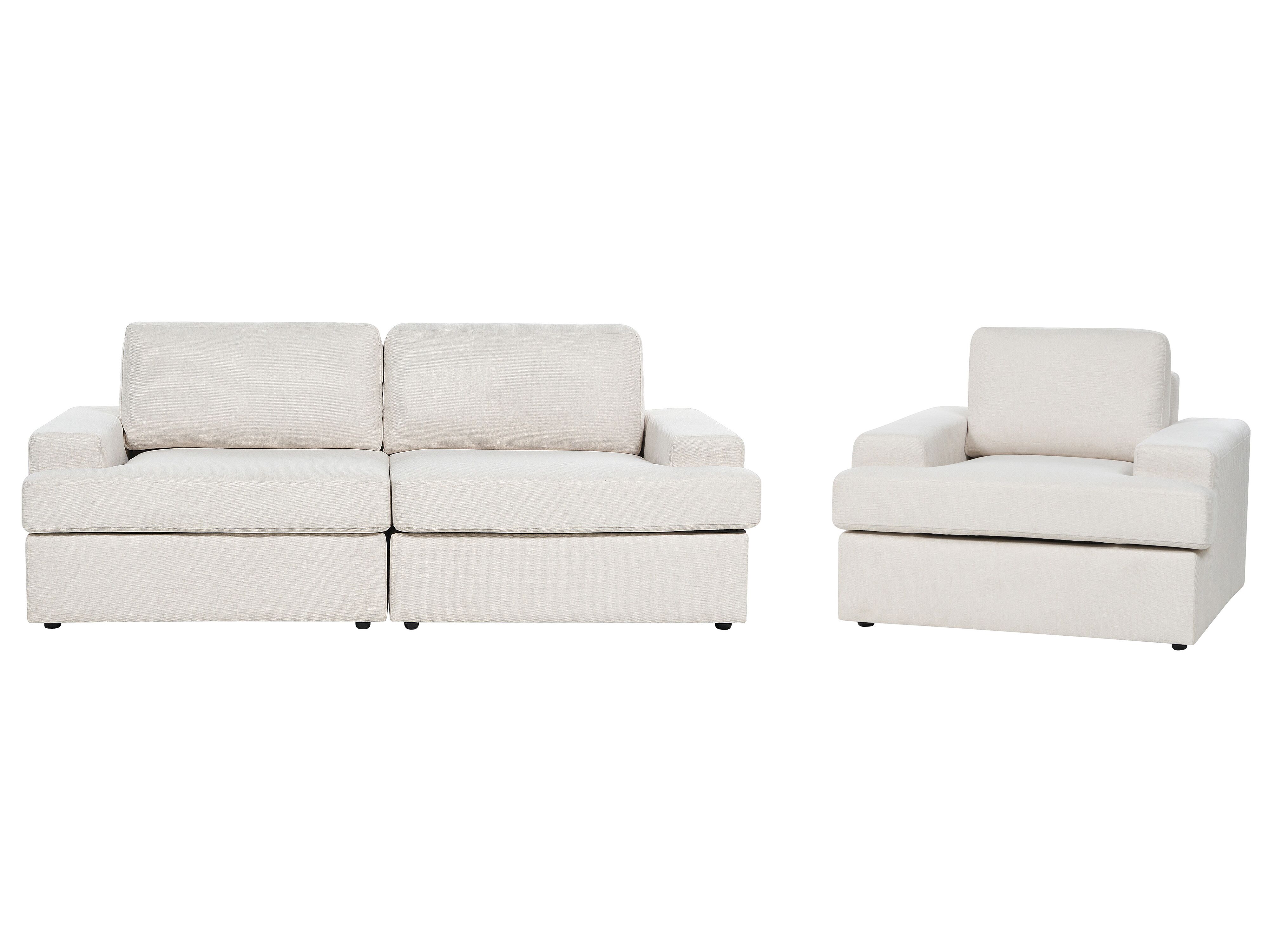Living Room Set 4 Seater ALLA Fabric Light Beige