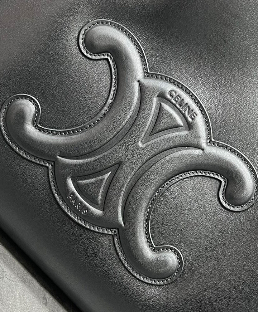 Celine Cabas Drawstring Cuir Triomphe In Smooth Calfskin Black1:1High-quality replica