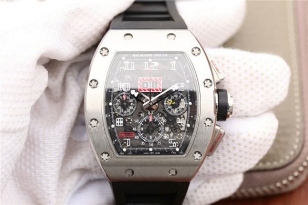 Replica Richard Mille RM011 Felipe Massa Black Inner Bezel Black Rubber Strap A7750 - Top club